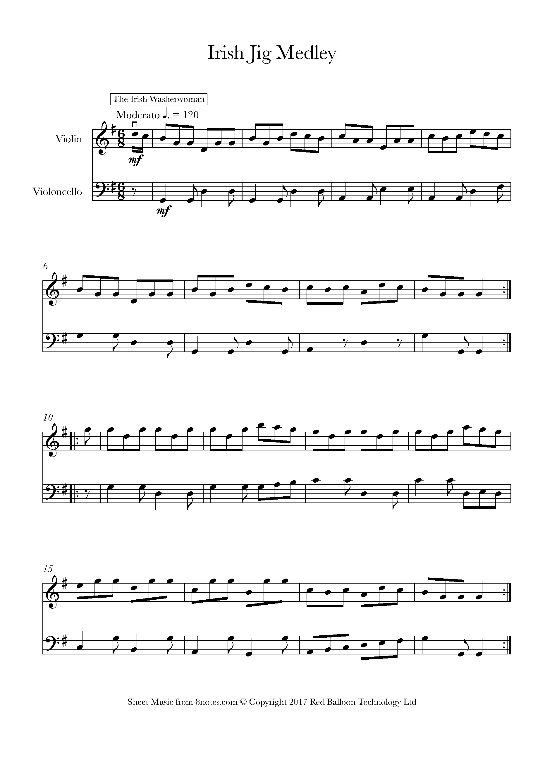 Irish Jig Medley Sheet music for ViolinCello Duet