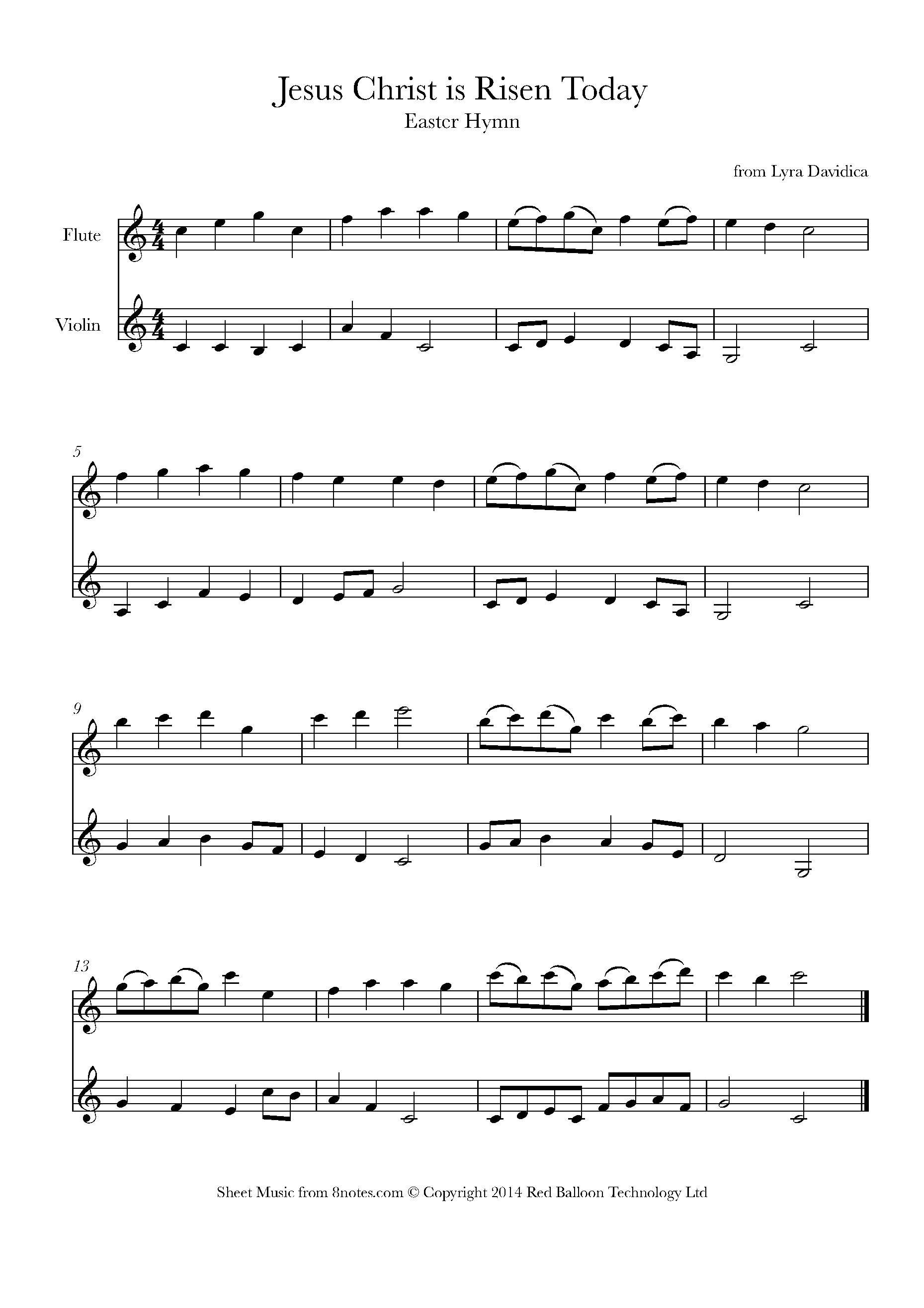 Jesus Christ is Risen Today Sheet music for ViolinFlute Duet