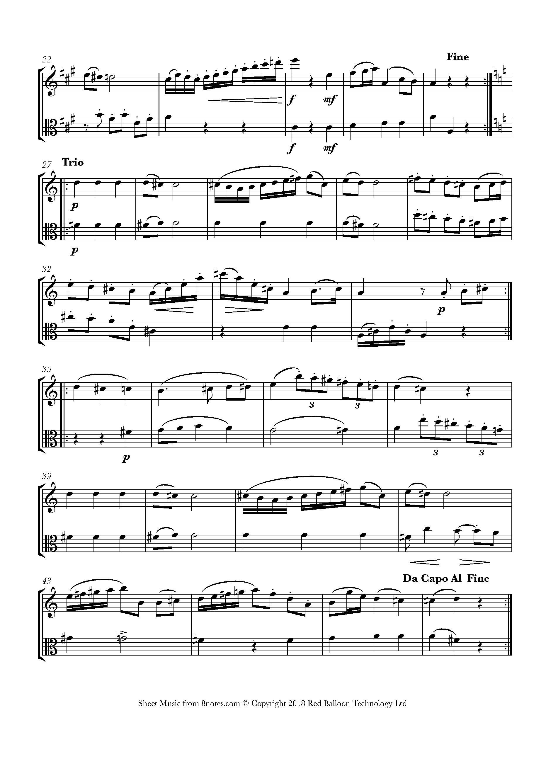 Mozart Twelve Duets k.487 No.6 Sheet music for ViolinViola Duet