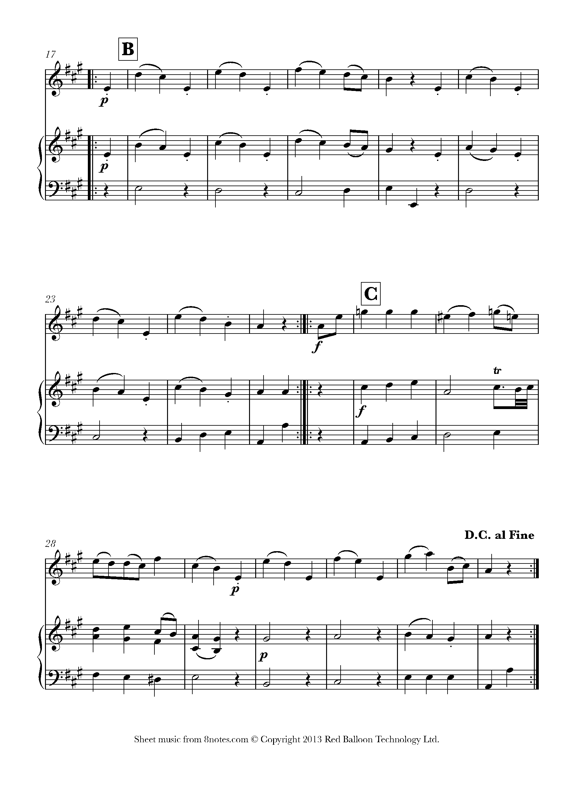 Mozart German Dance No.1 K. 605 Sheet music for Violin