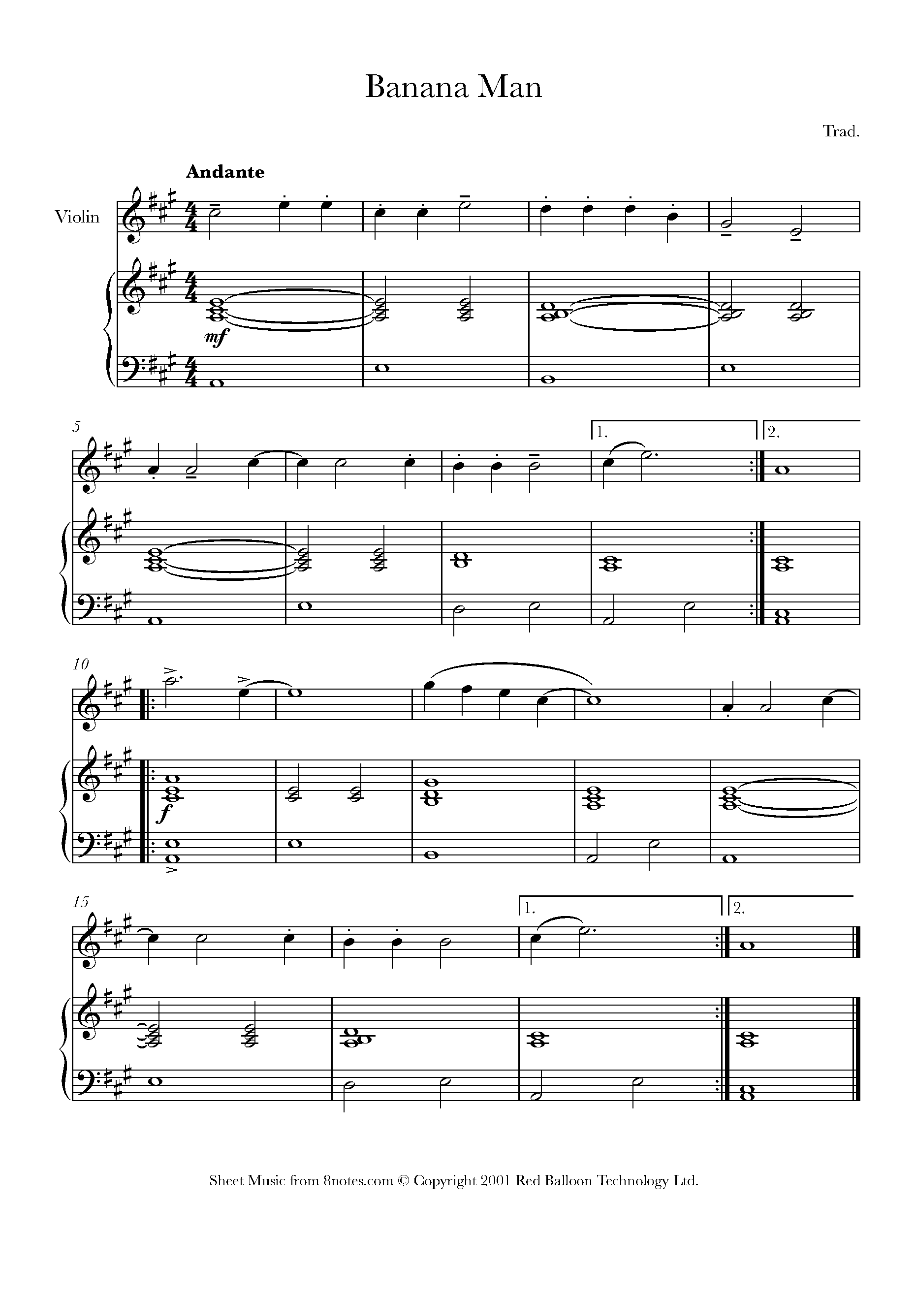 Banana Man Sheet music for Violin