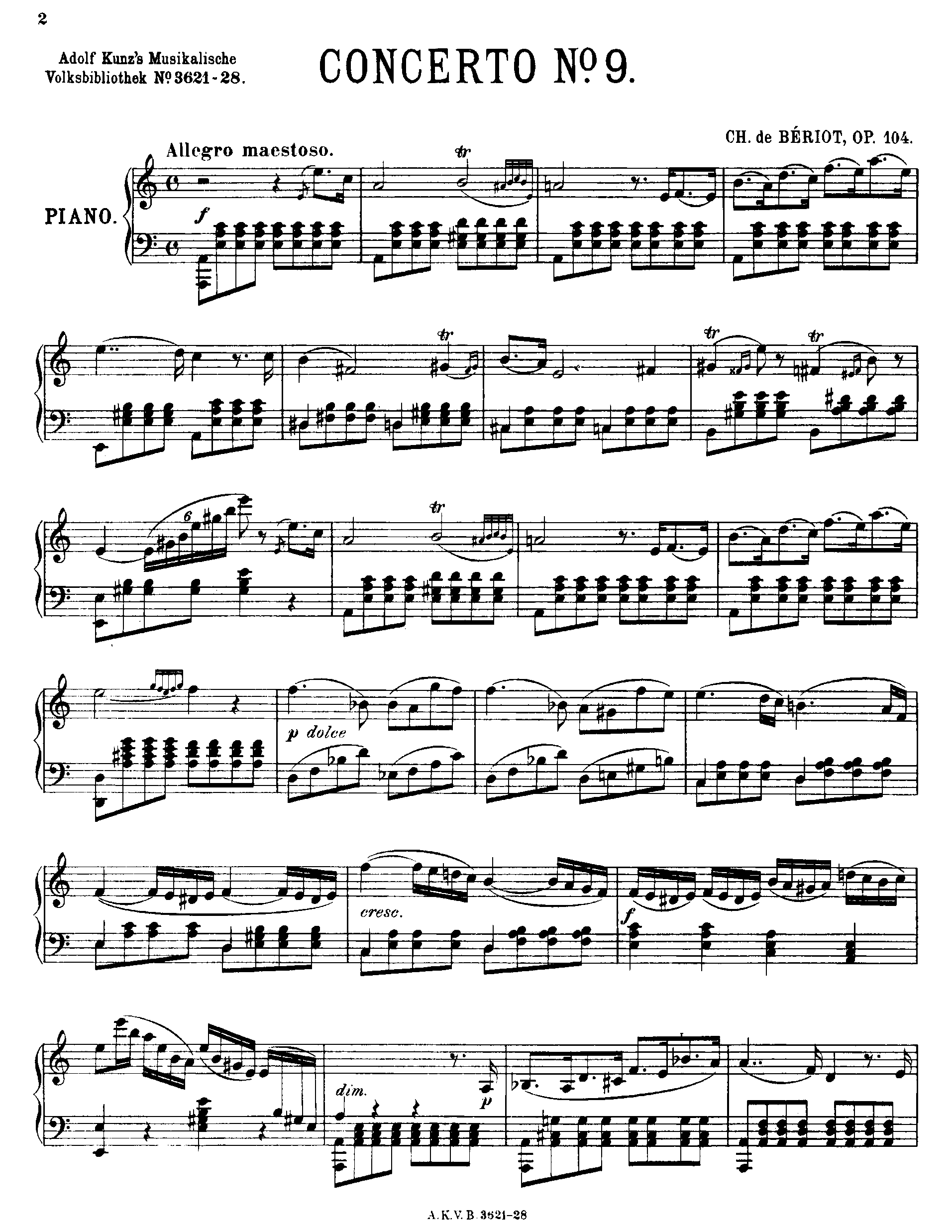 Violin Concerto No.9, Op.104 by ﻿Charles Auguste de Bériot Sheet Music arranged by 8notes.com for Violin - 1 of 20 pages