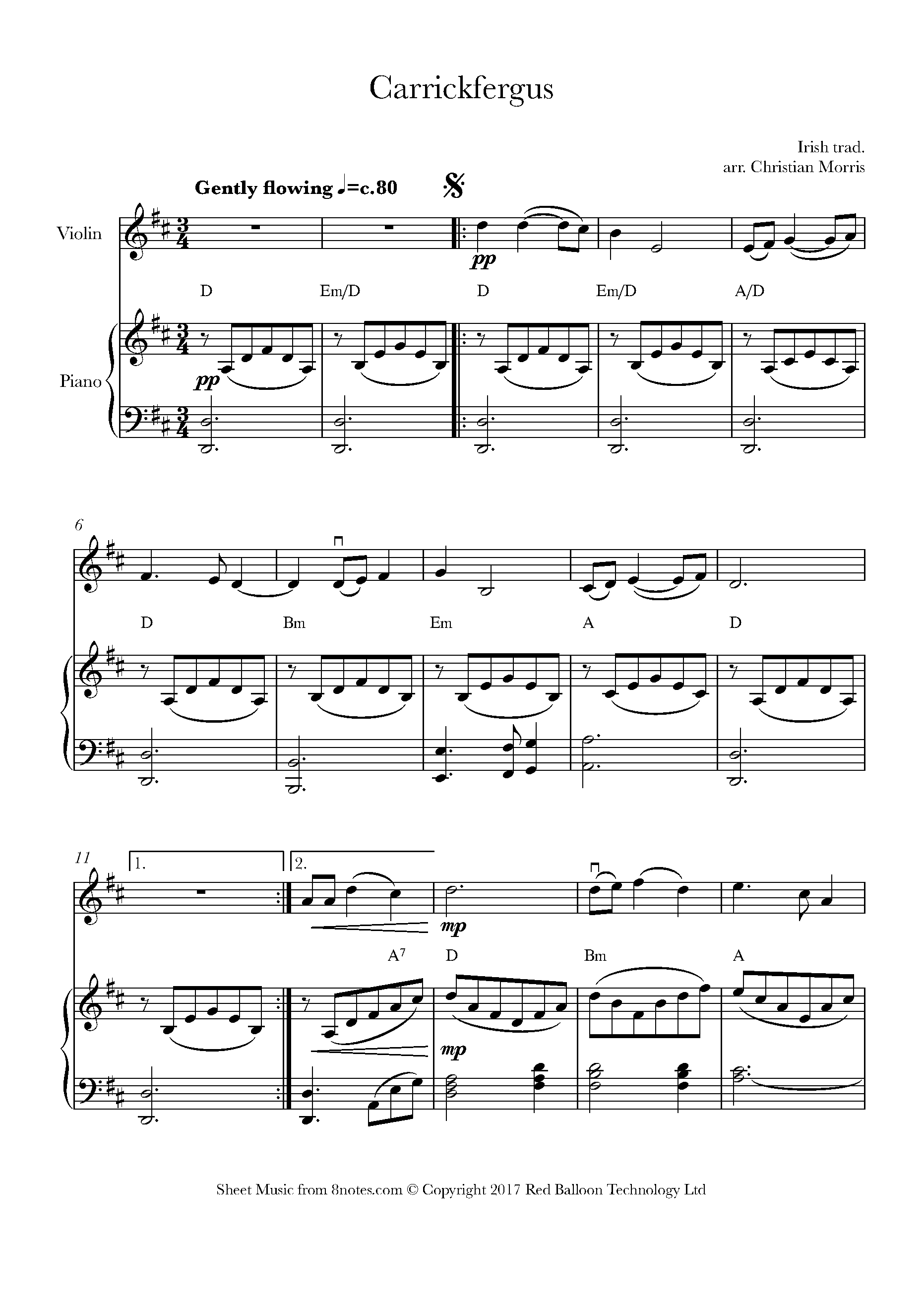 Carrickfergus Sheet music for Violin