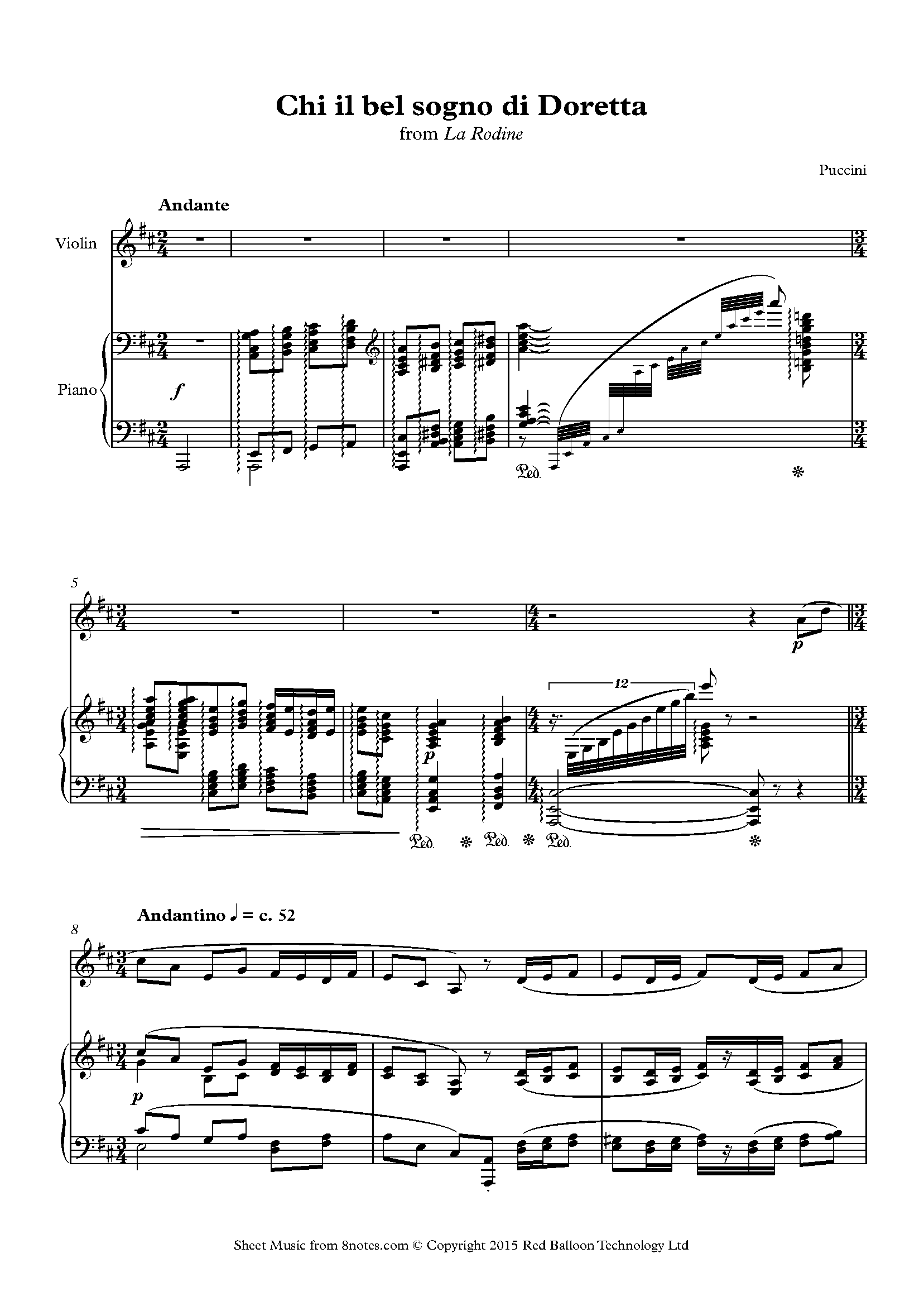 Puccini Chi il bel sogno di Doretta from Rondine Sheet music for