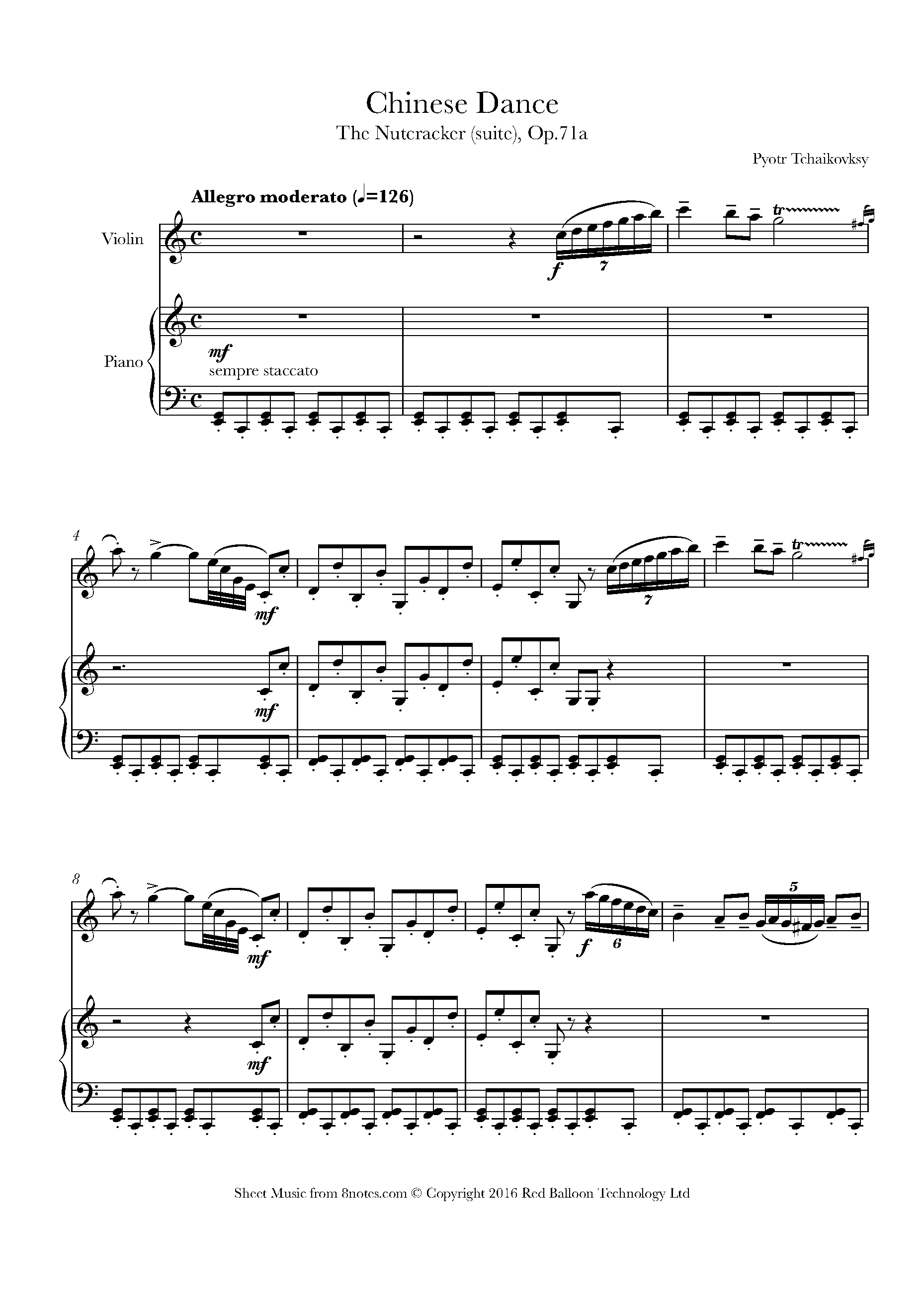 Tchaikovsky Chinese Dance from Nutcracker Suite, Op. 71a Sheet music