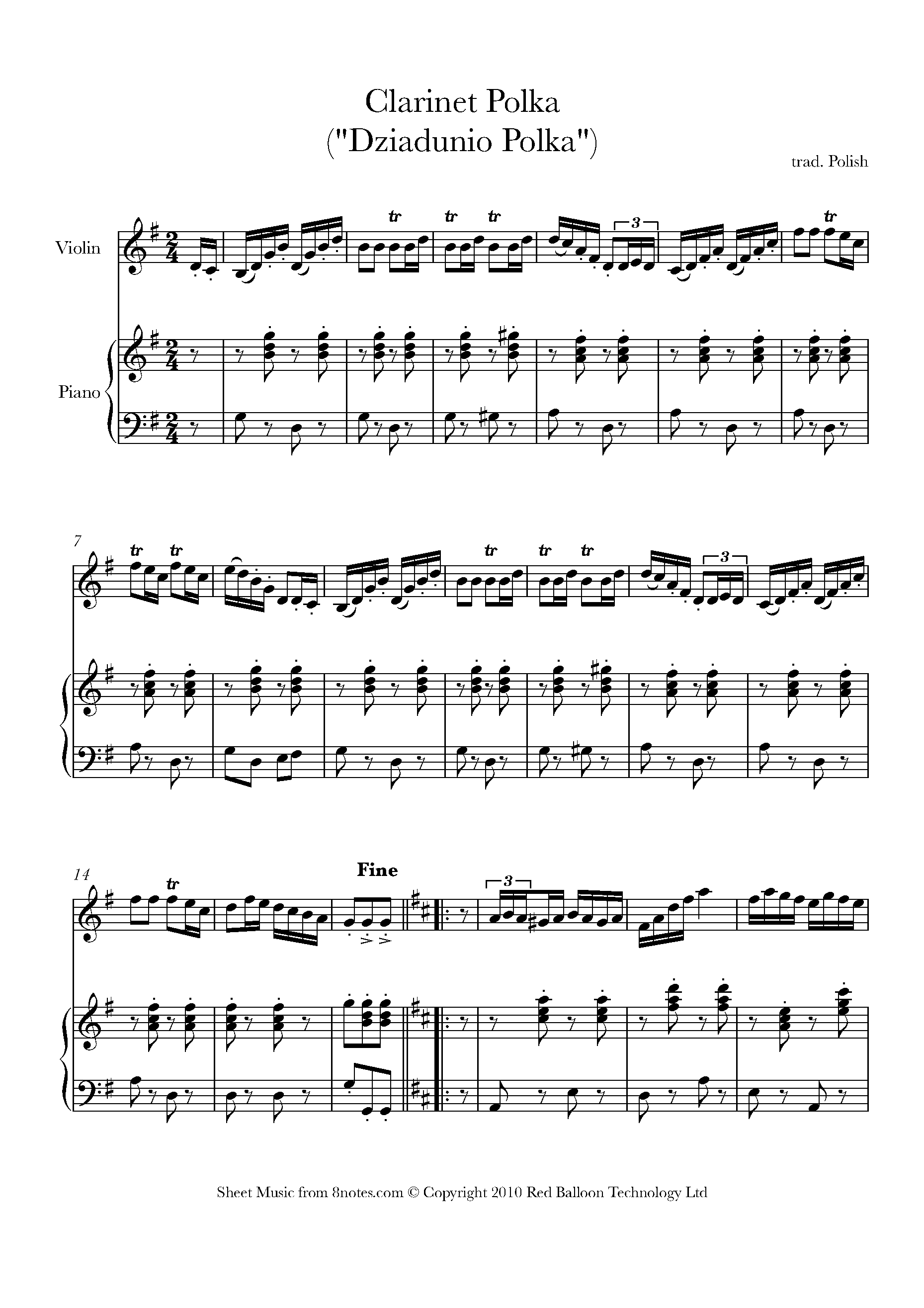 Clarinet Polka Sheet music for Violin - 8notes.com