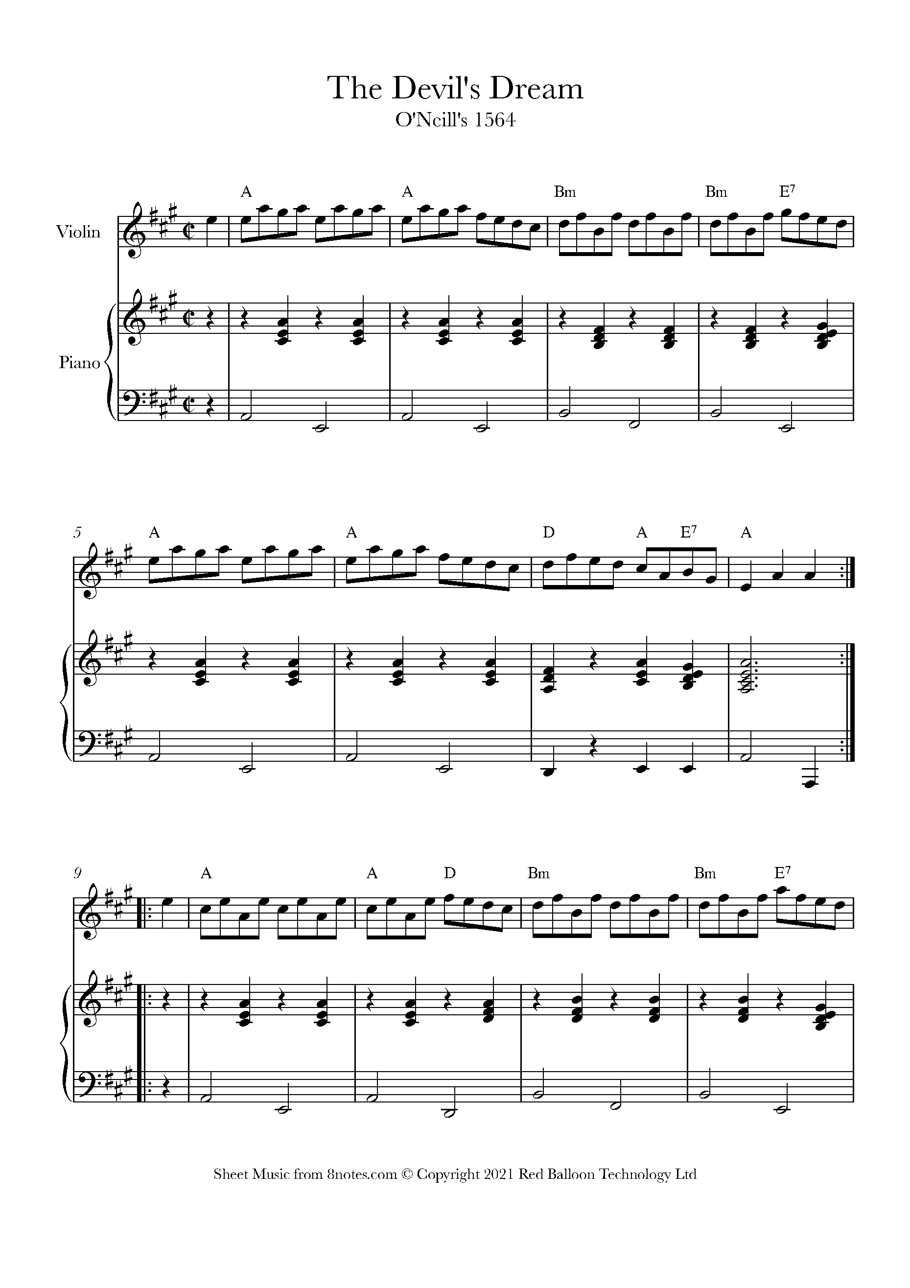 Devils Dream, The (Irish trad.) Sheet music for Violin