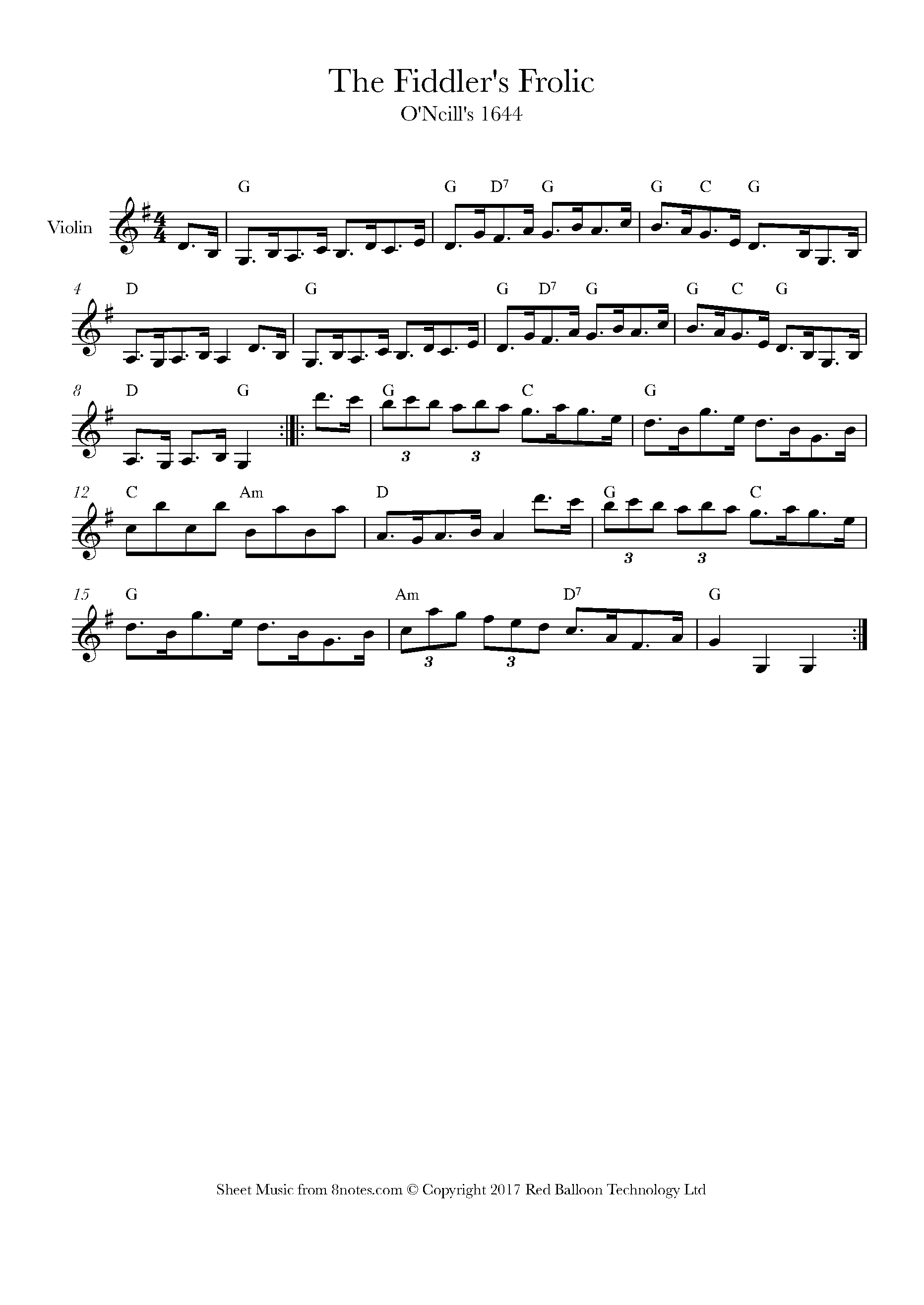 The Fiddler's Frolic (Irish Folk Song) Sheet music for Violin