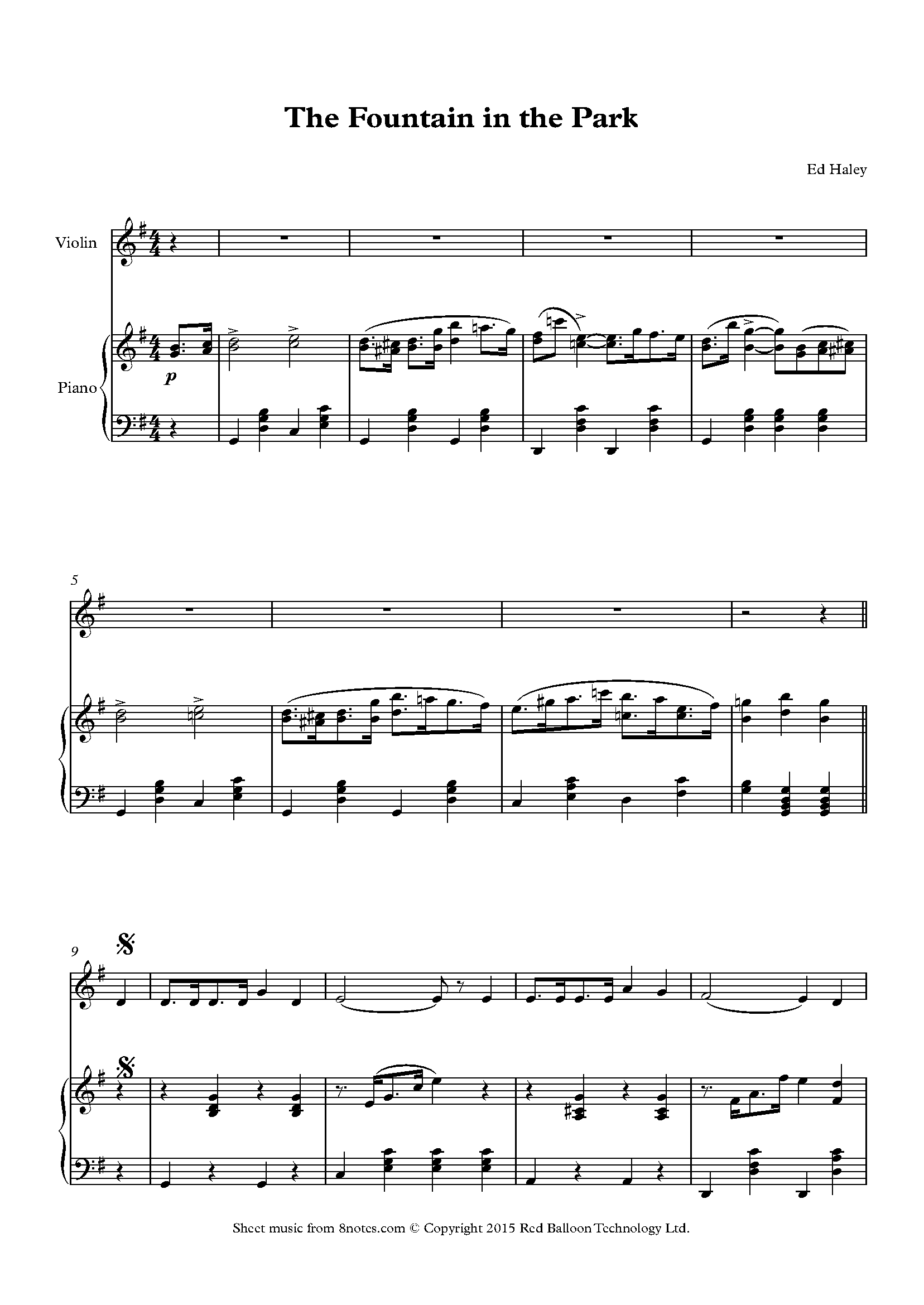 Ed Haley The Fountain in the Park Sheet music for Violin
