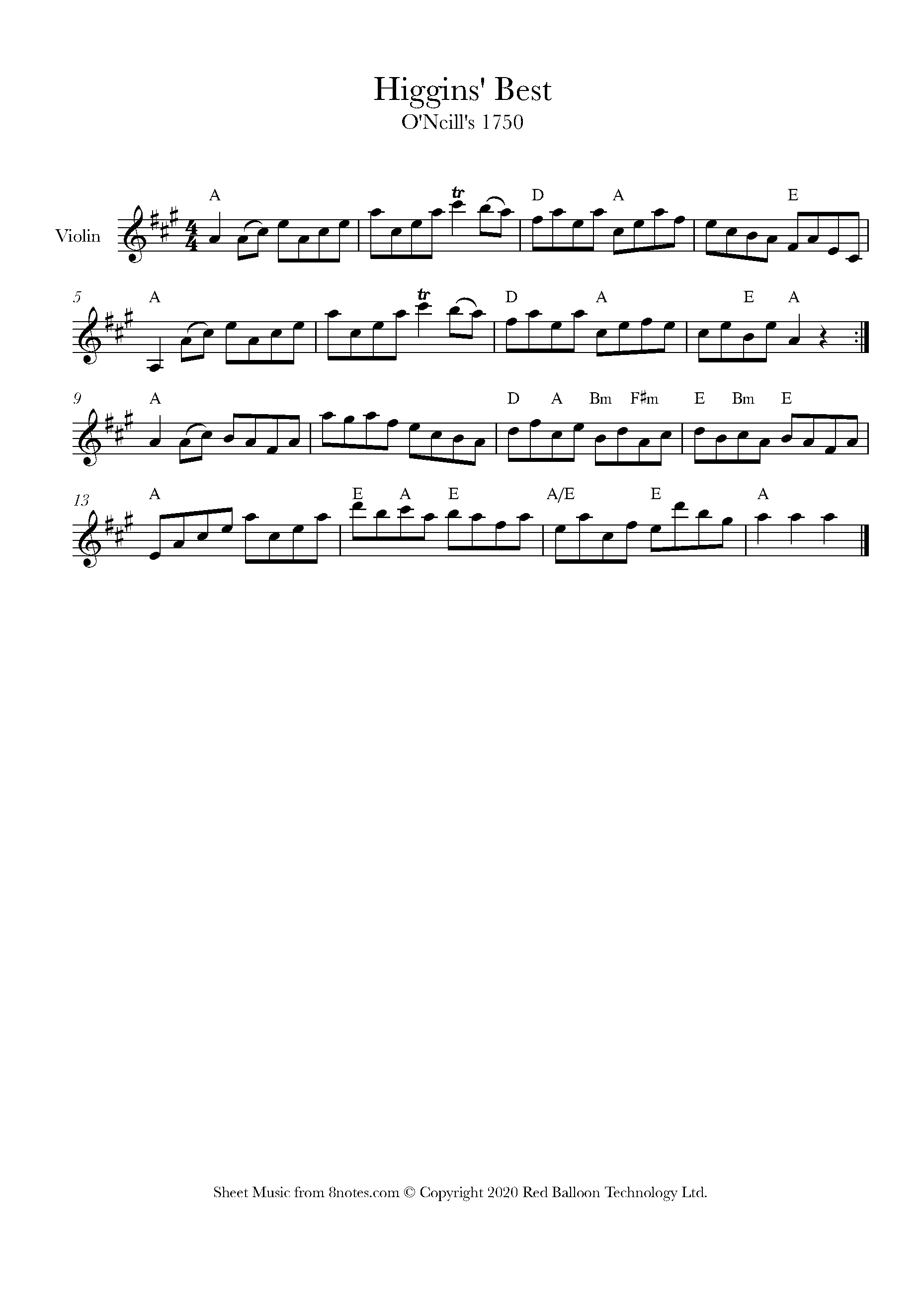 Higgins' Best (Irish Trad) Sheet music for Violin