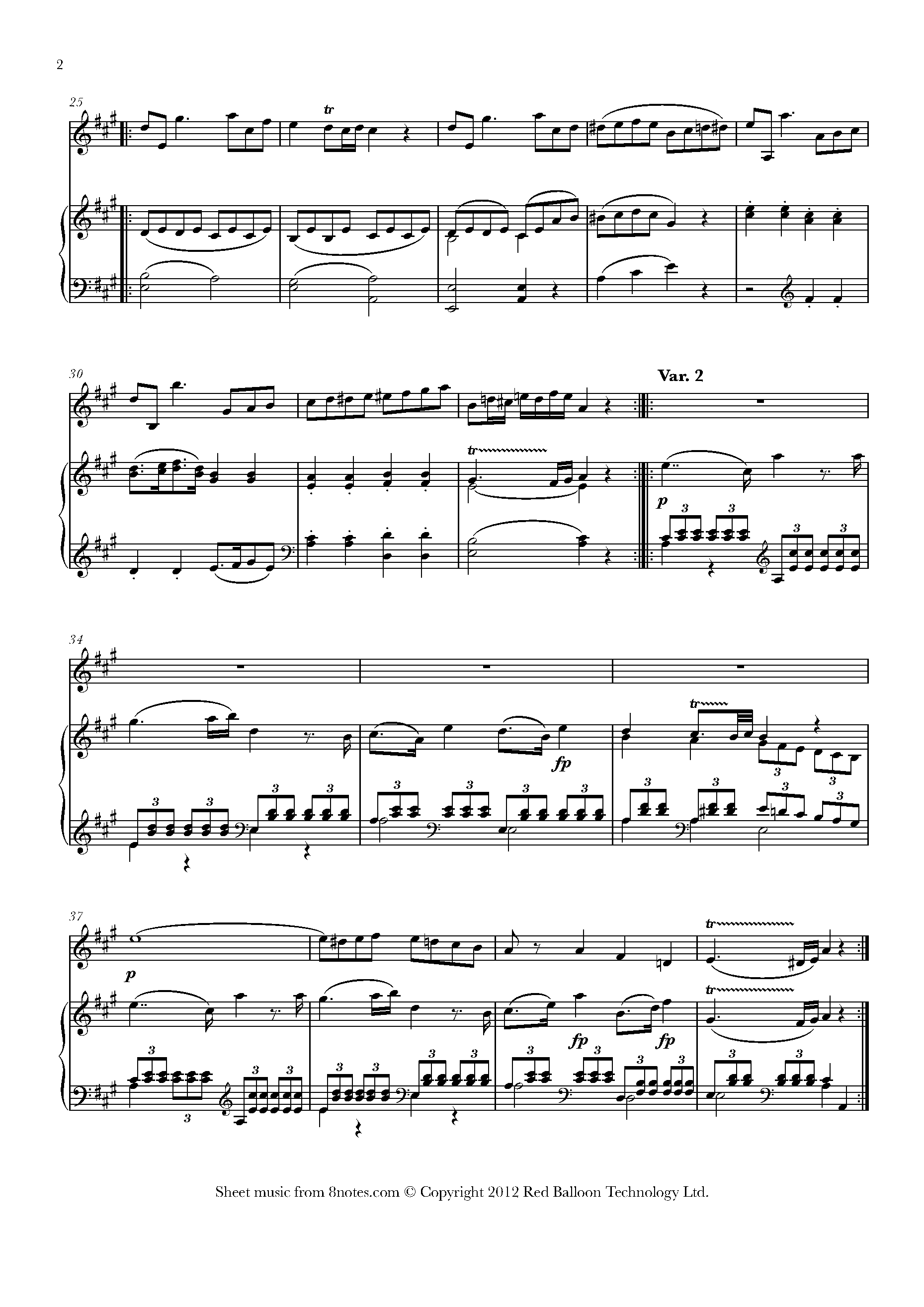 Mozart Variations from Quintet K. 581 Sheet music for Violin