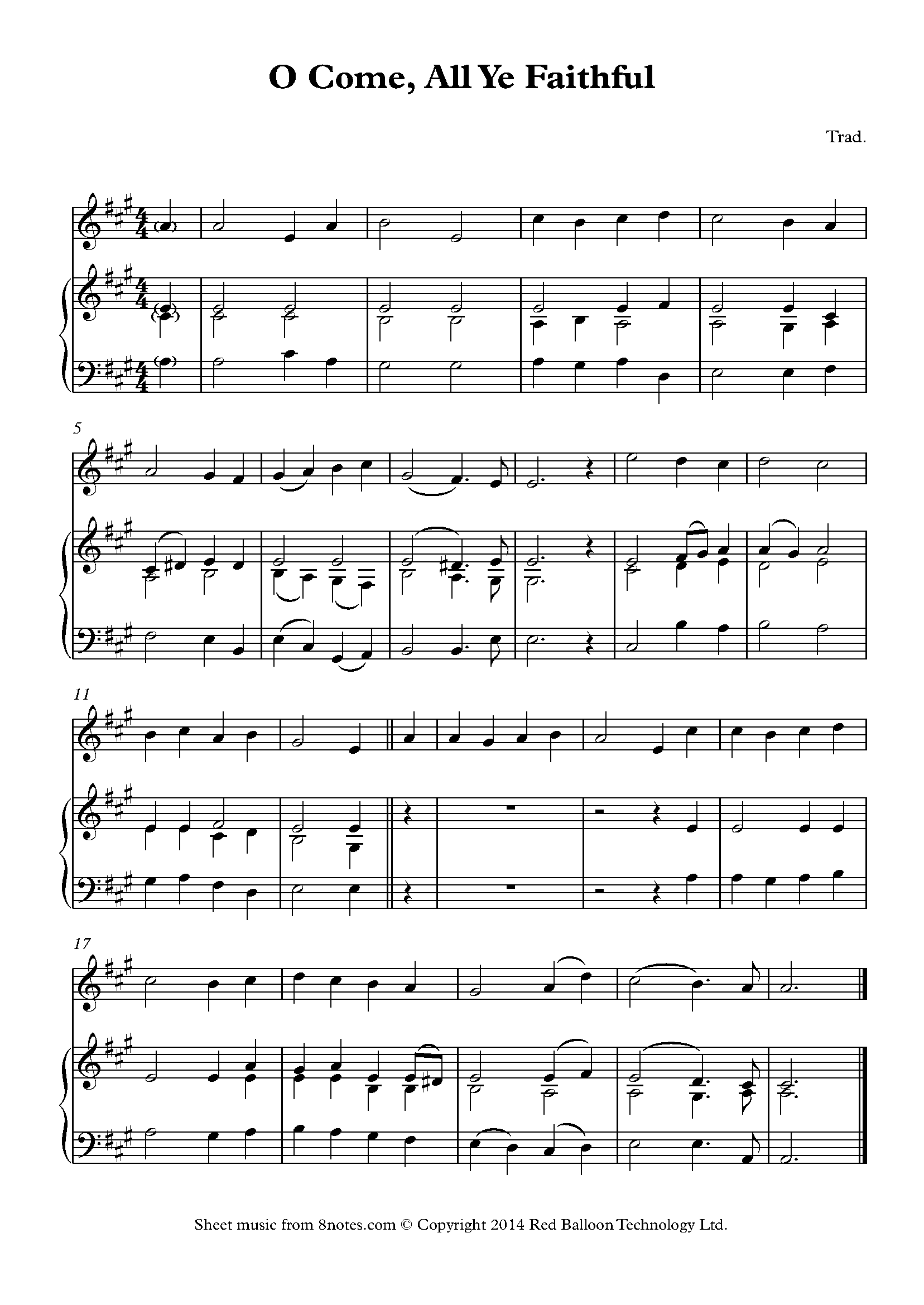 O Come, All Ye Faithful Sheet music for Violin