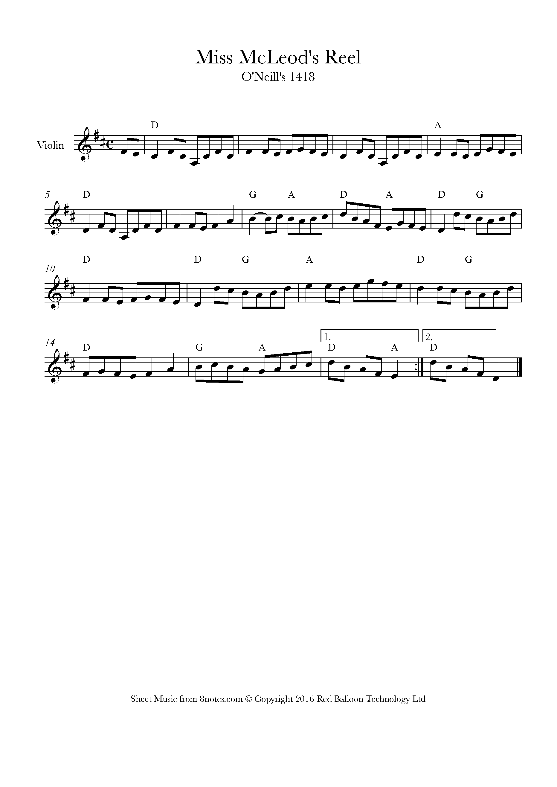 Miss McLeod's Reel (Irish Trad.) Sheet music for Violin