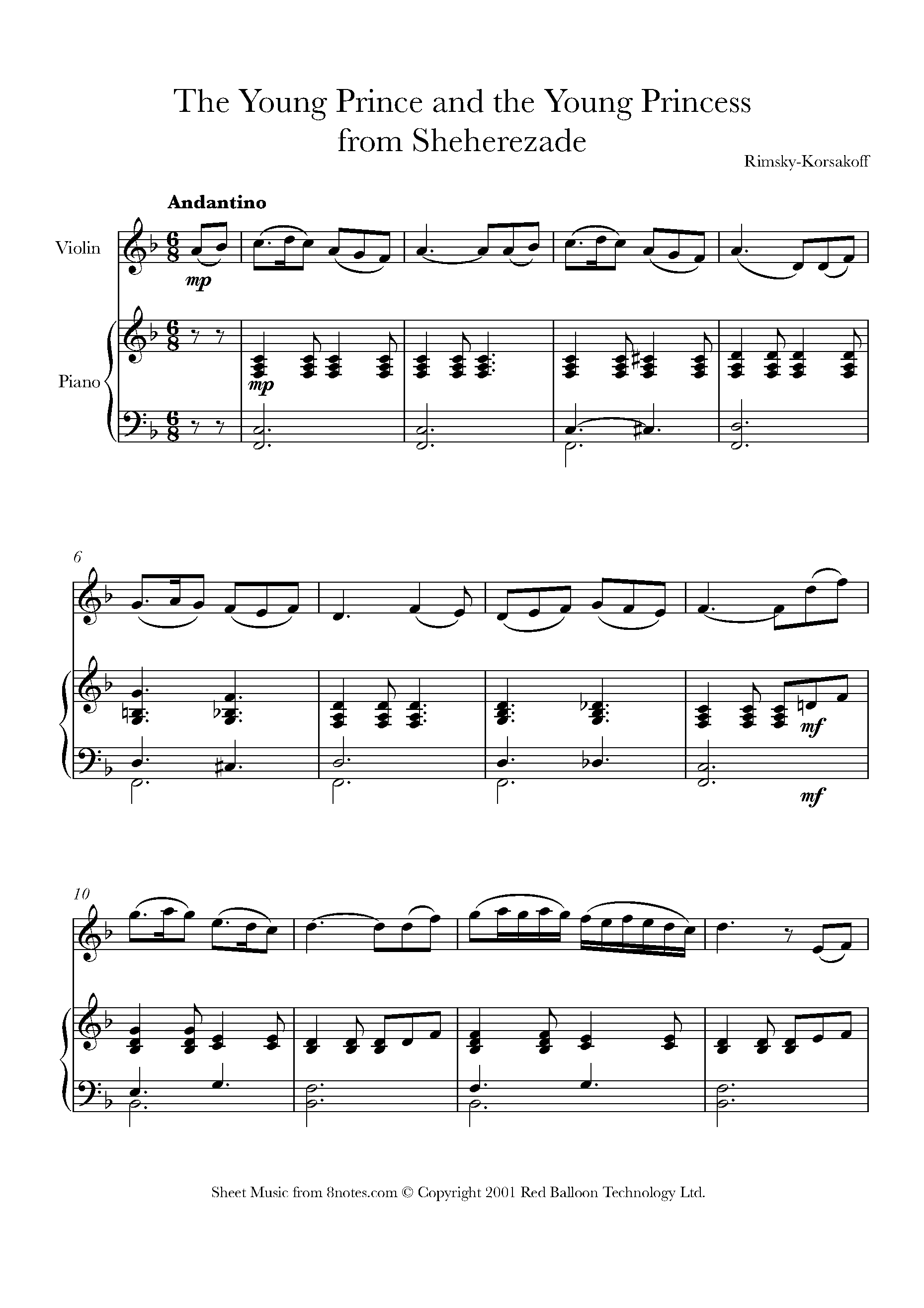 RimskyKorsakov Sheherezade, 3rd mvt Sheet music for Violin