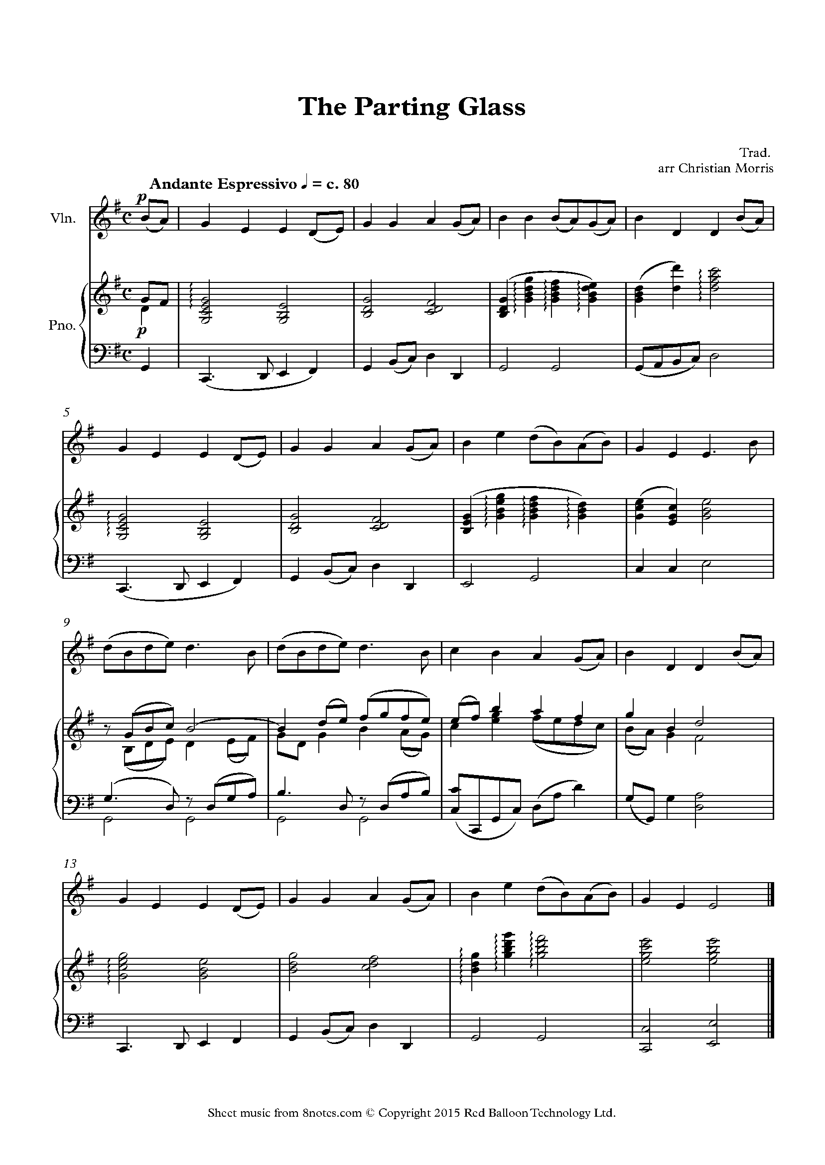 The Parting Glass Sheet music for Violin