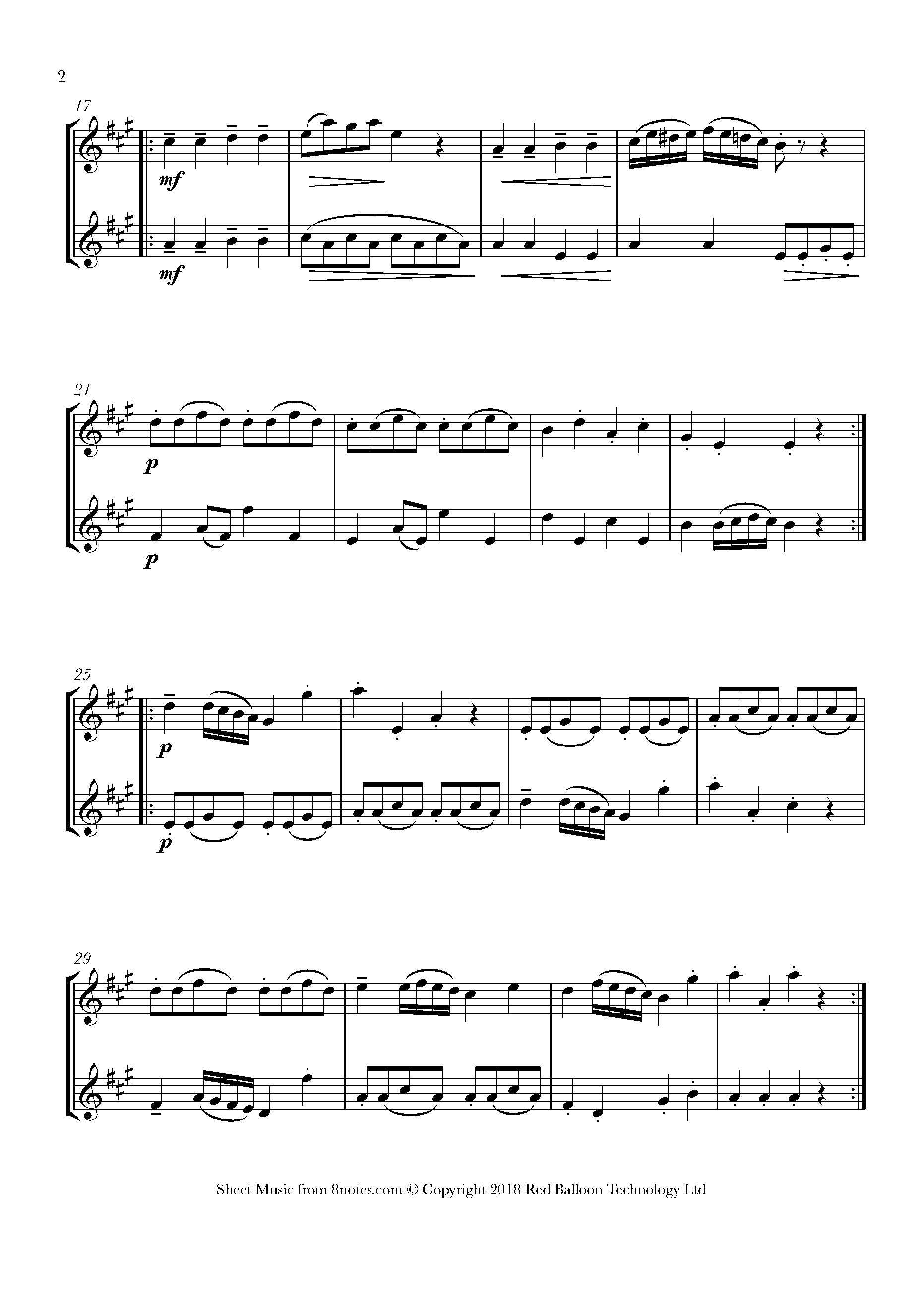 Gossec Gavotte in D Sheet music for Violin Duet