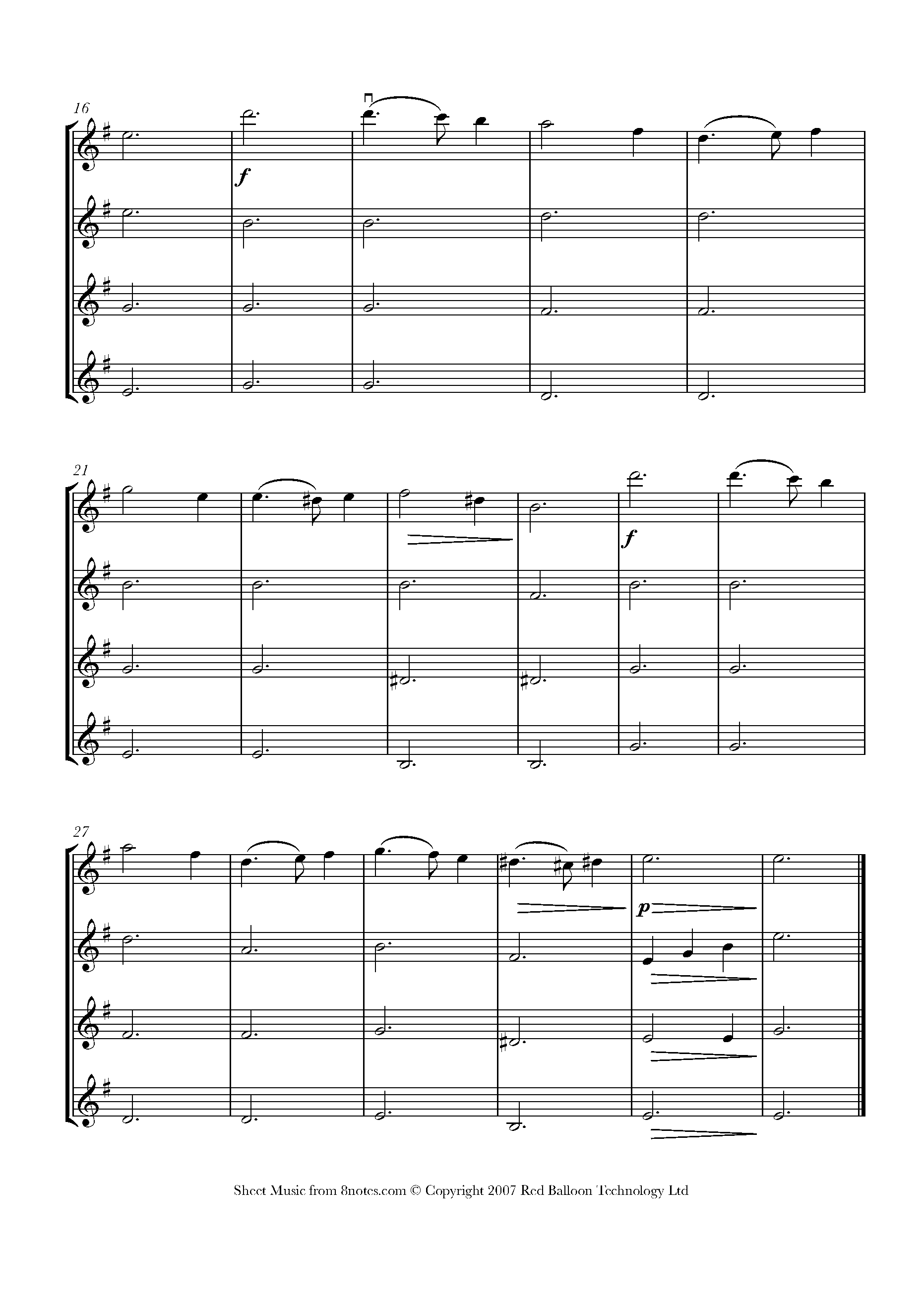 Greensleeves Sheet music for Violin Quartet