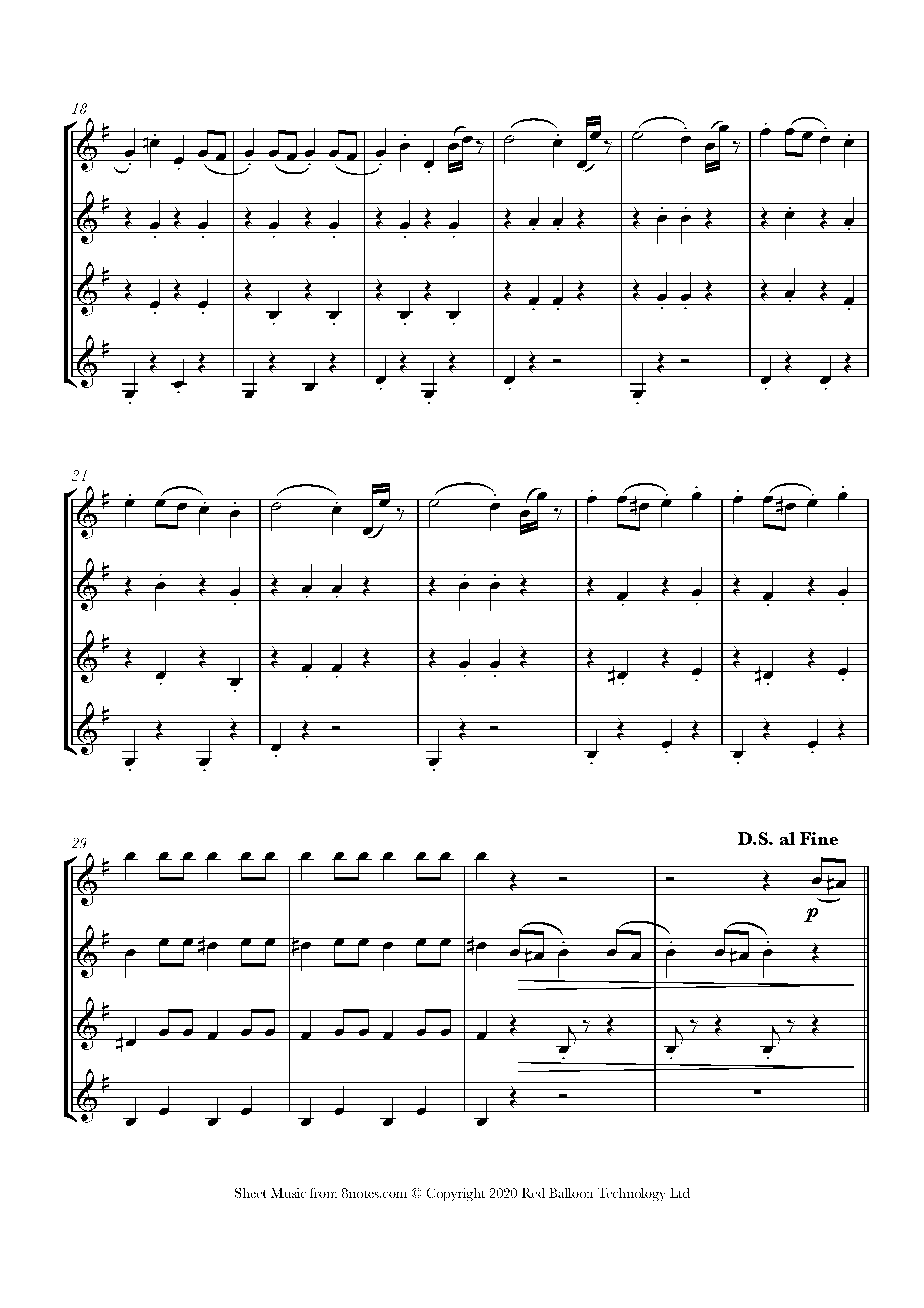 Strauss I - Radetsky March Sheet music for Violin Quartet - 8notes.com