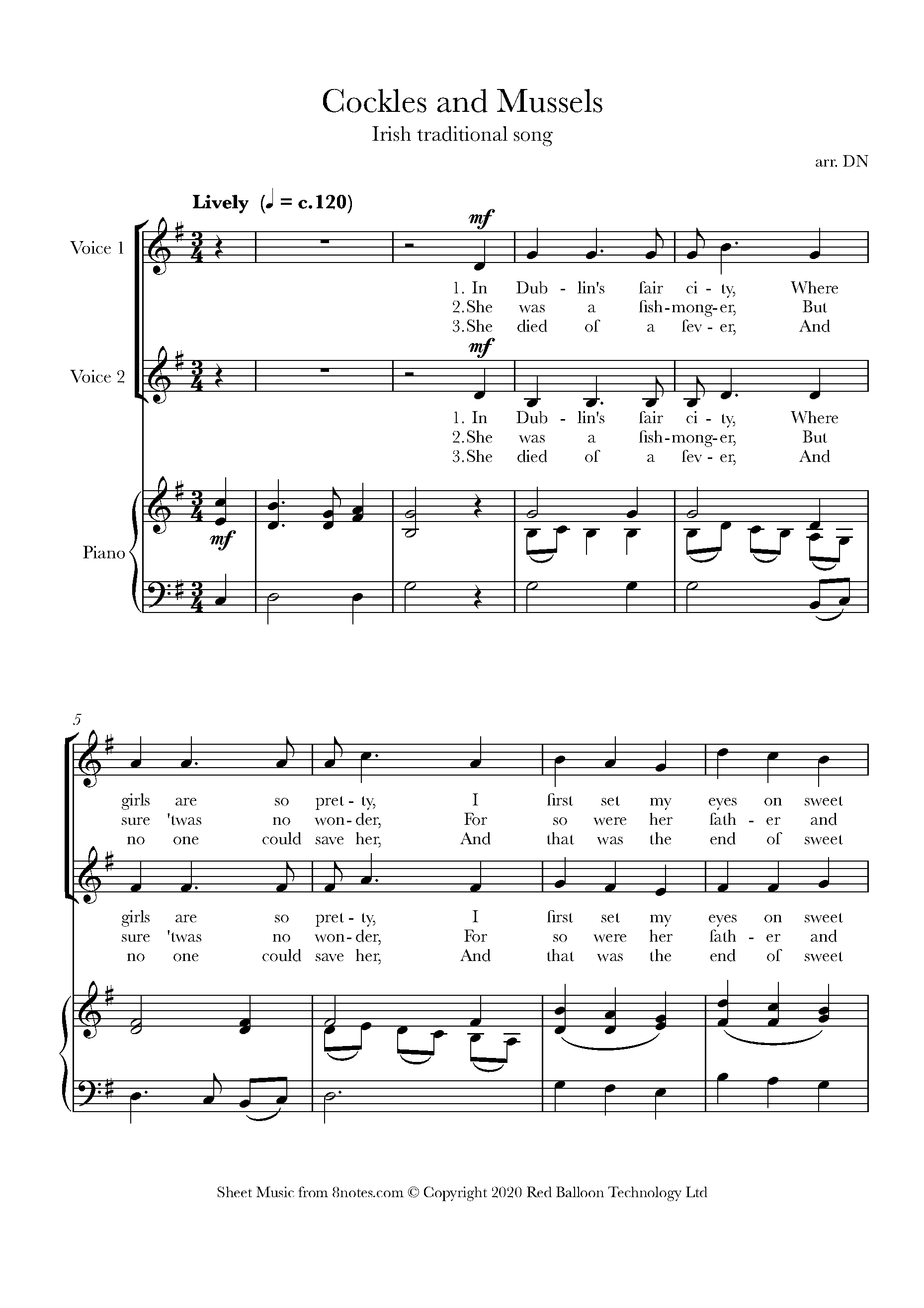 Cockles and Mussels (Molly Malone) Sheet music for Vocal Duet