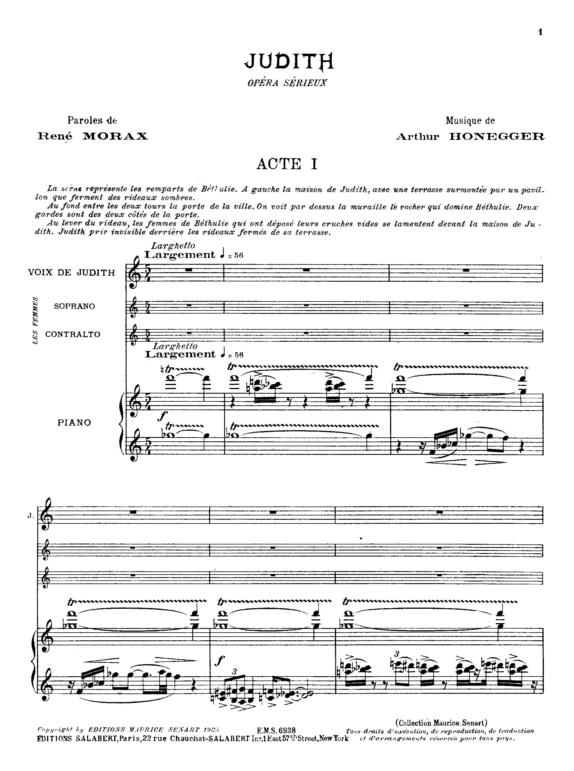Judith, H.57b by Arthur Honegger Sheet Music arranged by 8notes.com for Vocal Score - 1 of 124 pages
