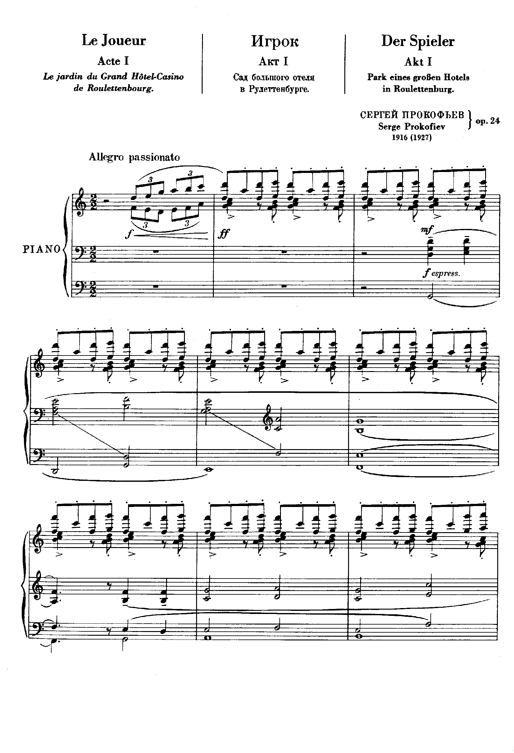 The Gambler, Op.24 by Sergei Prokofiev Sheet Music arranged by 8notes.com for Vocal Score - 1 of 358 pages