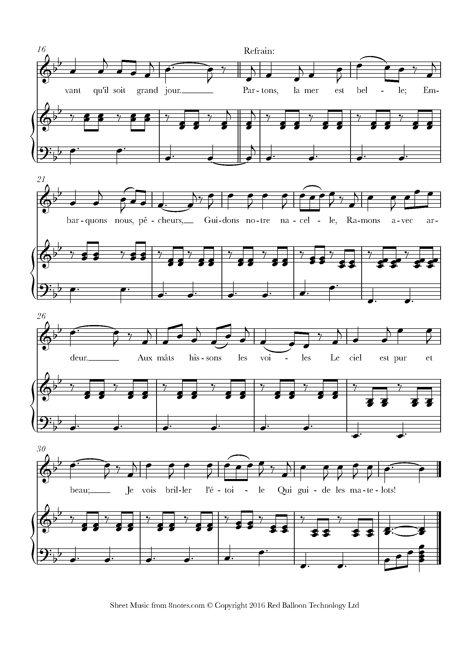 Partons, la mer est belle Sheet music for Voice