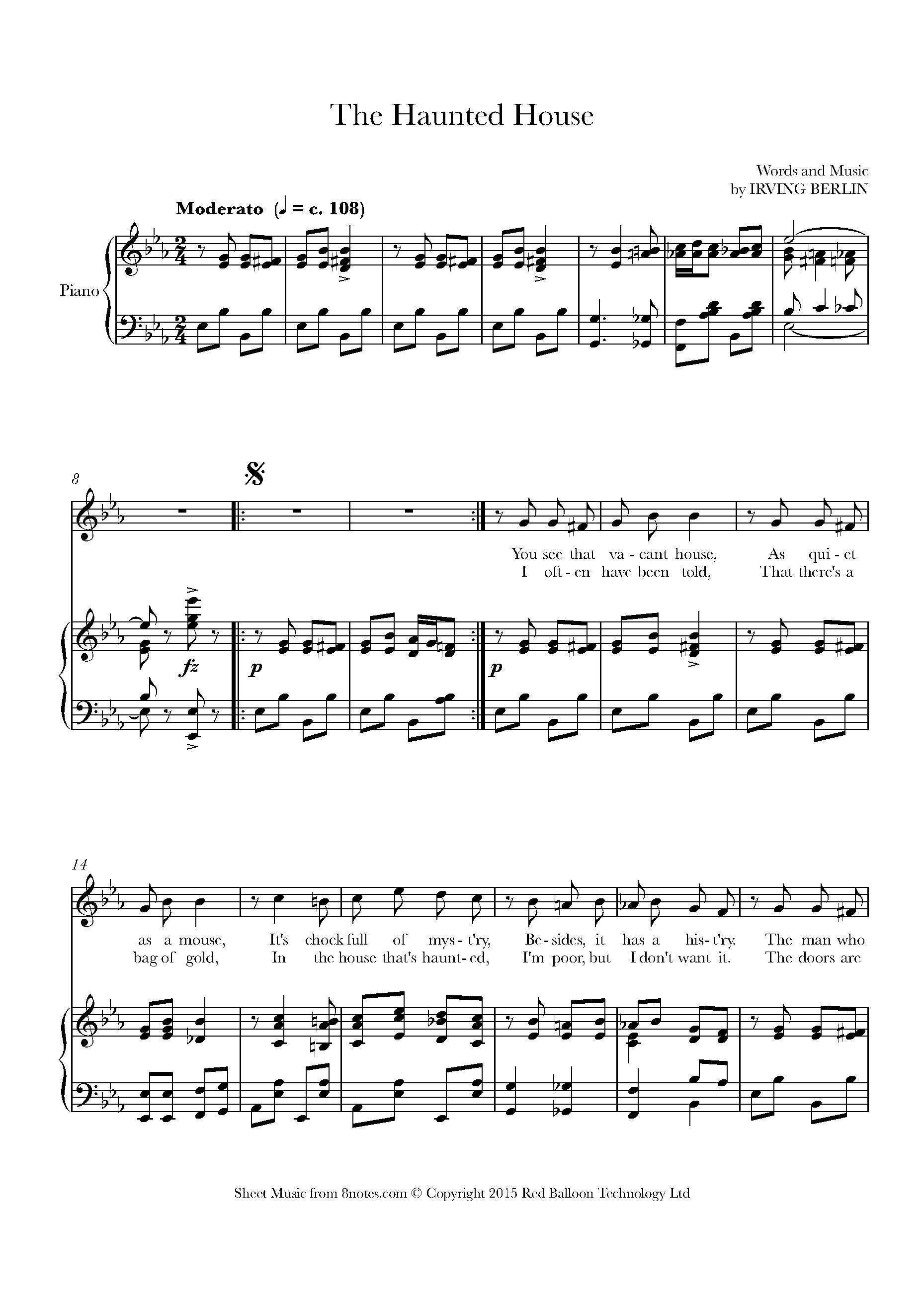 haunted house sheet music