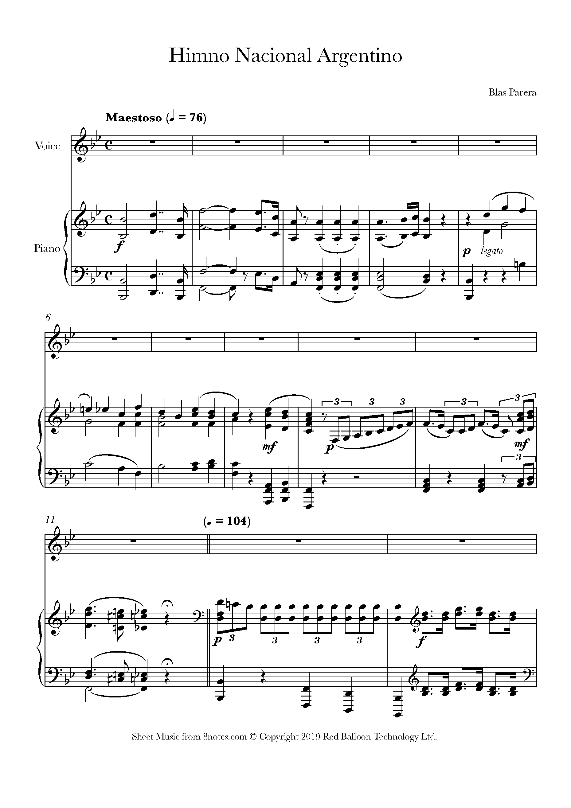 Himno Nacional Argentino Sheet Music