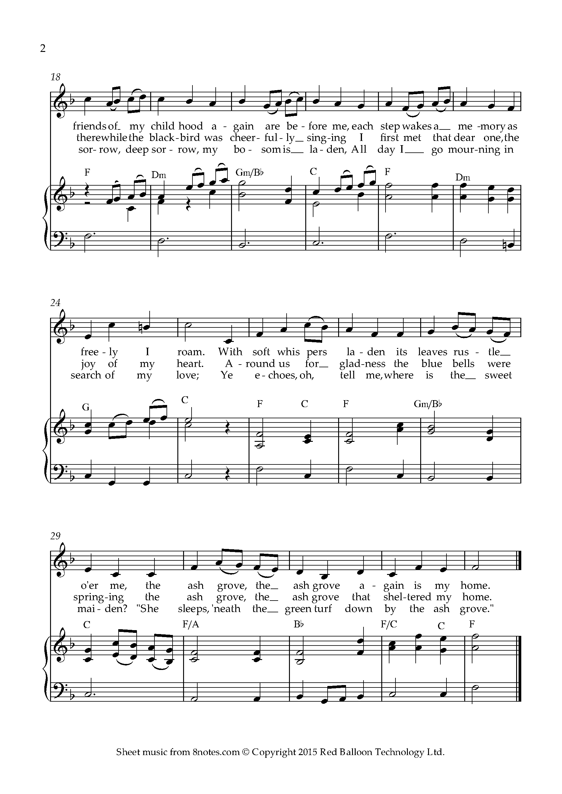 The Ash Grove (Llywn Onn) (Traditional Welsh) Sheet music for Voice