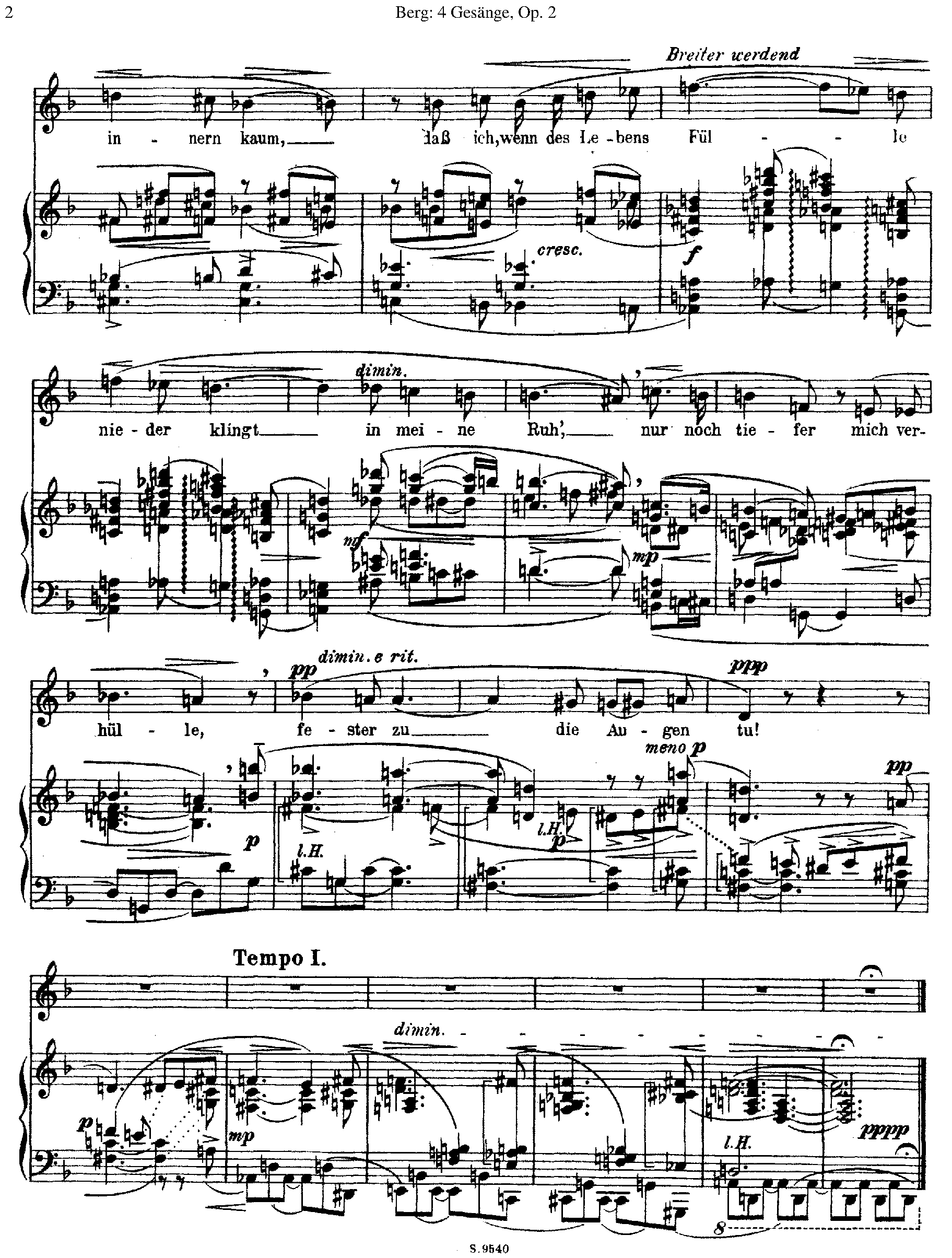 4 Gesange, Op.2 by Alban Berg Sheet Music arranged by 8notes.com for Voice - 1 of 6 pages