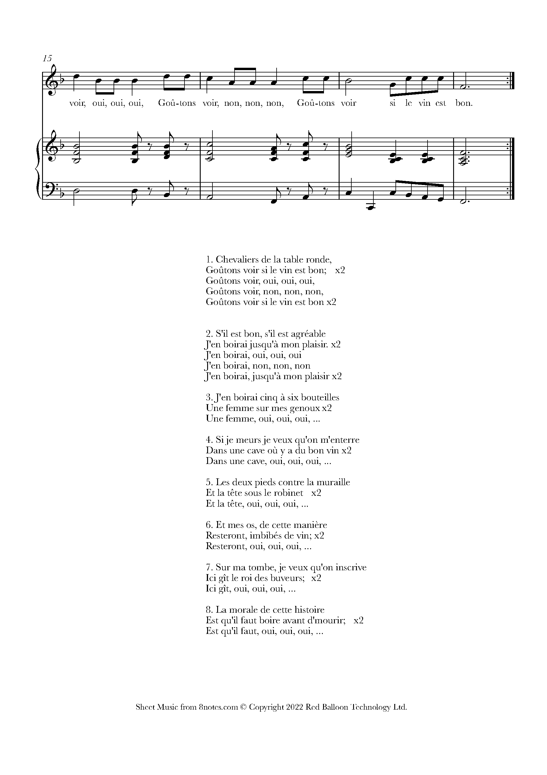 Chevaliers de la Table Ronde Sheet music for Voice Chevaliers de la Table Ronde Sheet music for Voice