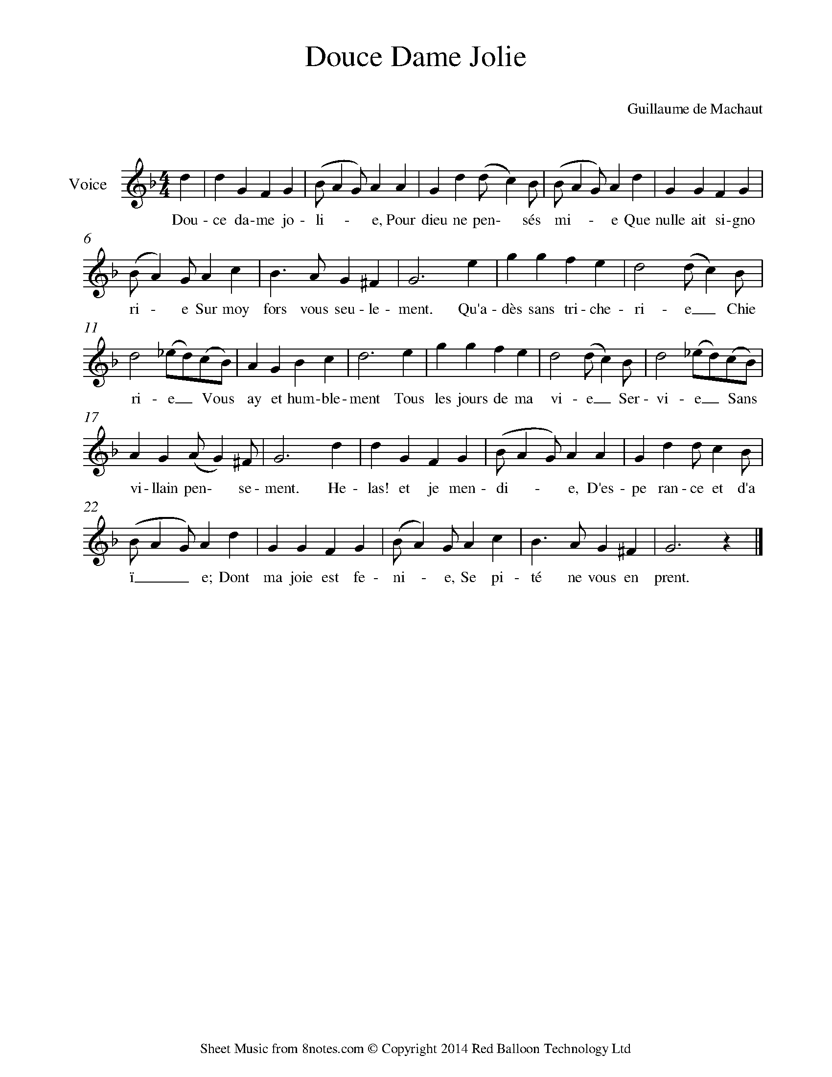 Machaut Douce Dame Jolie Sheet Music For Voice 8notes Com Machaut Douce Dame Jolie Sheet Music For Voice 8notes Com