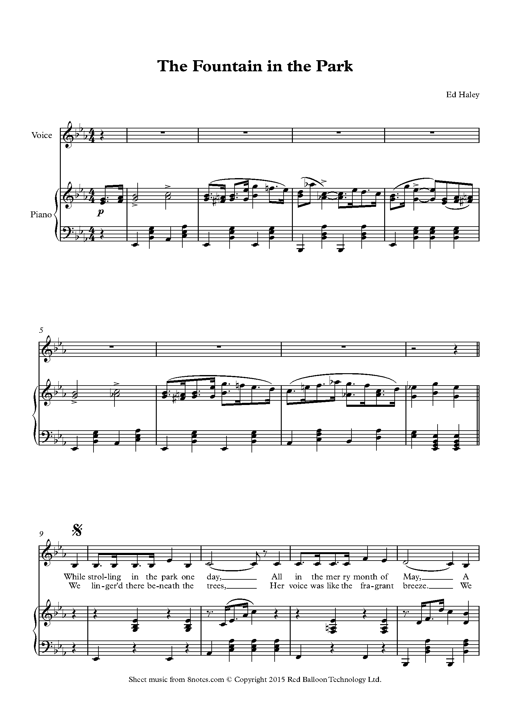 Ed Haley The Fountain in the Park Sheet music for Voice
