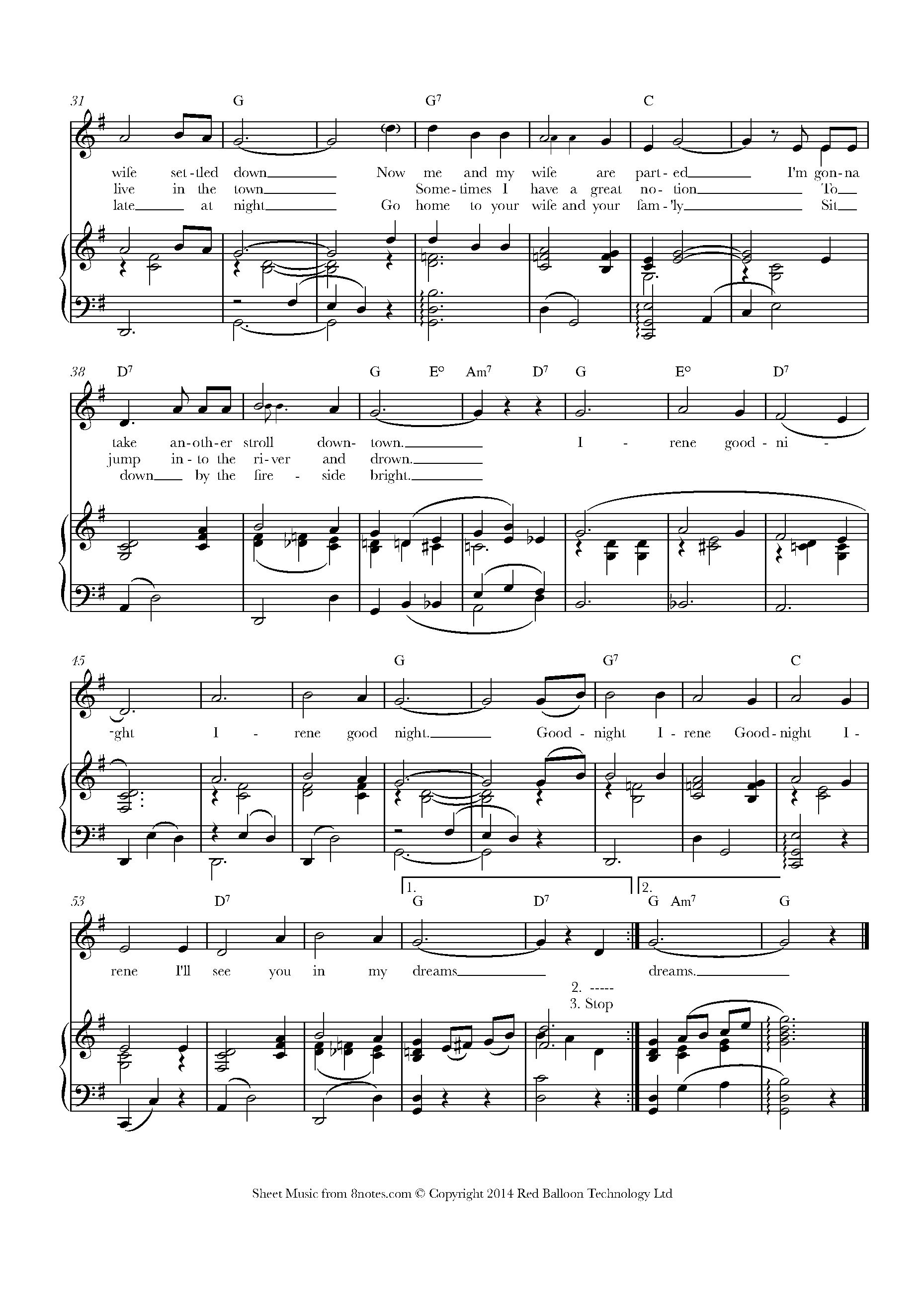 Leadbelly Goodnight, Irene Sheet music for Voice