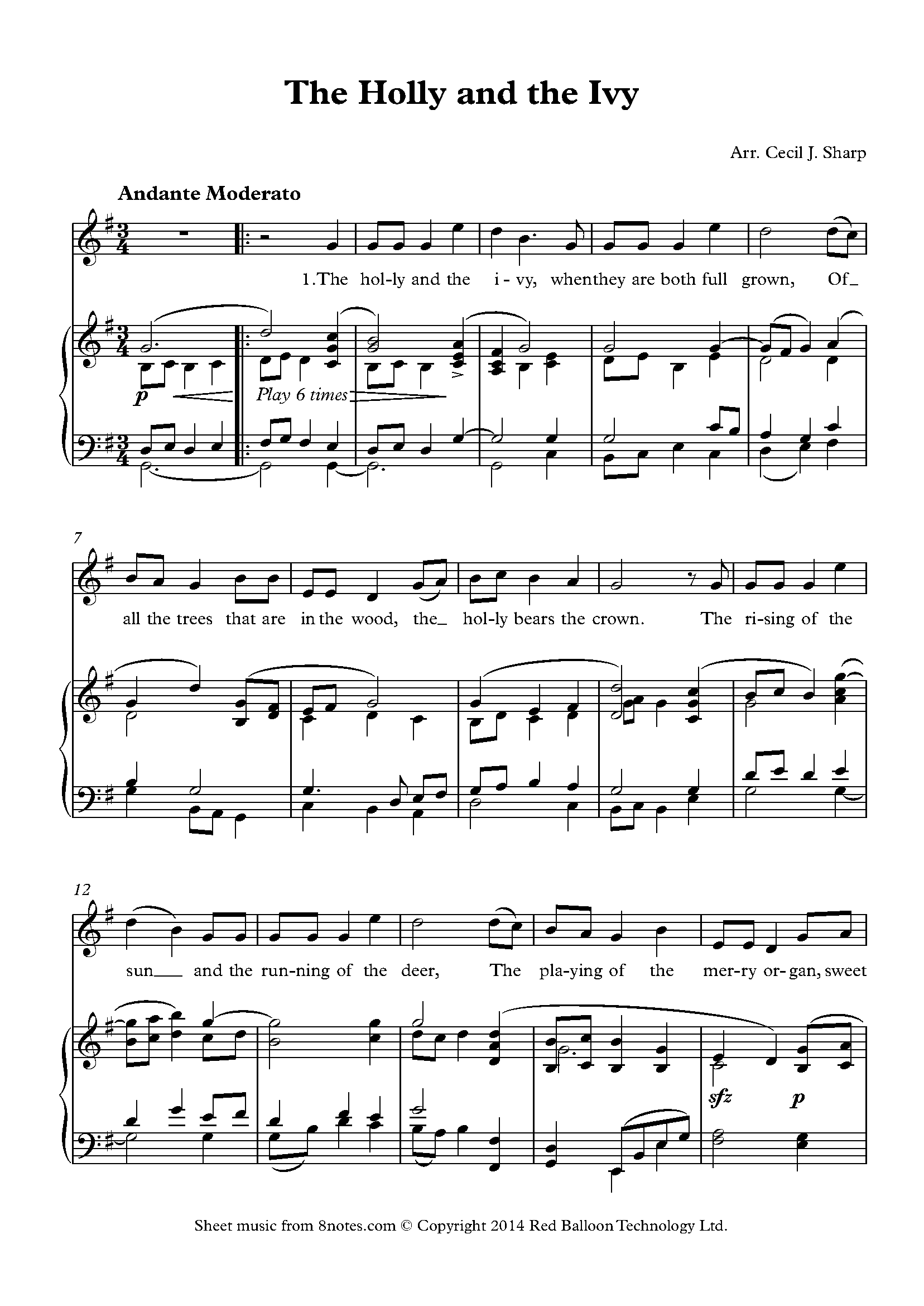 The Holly and the Ivy Sheet music for Voice - 8notes.com