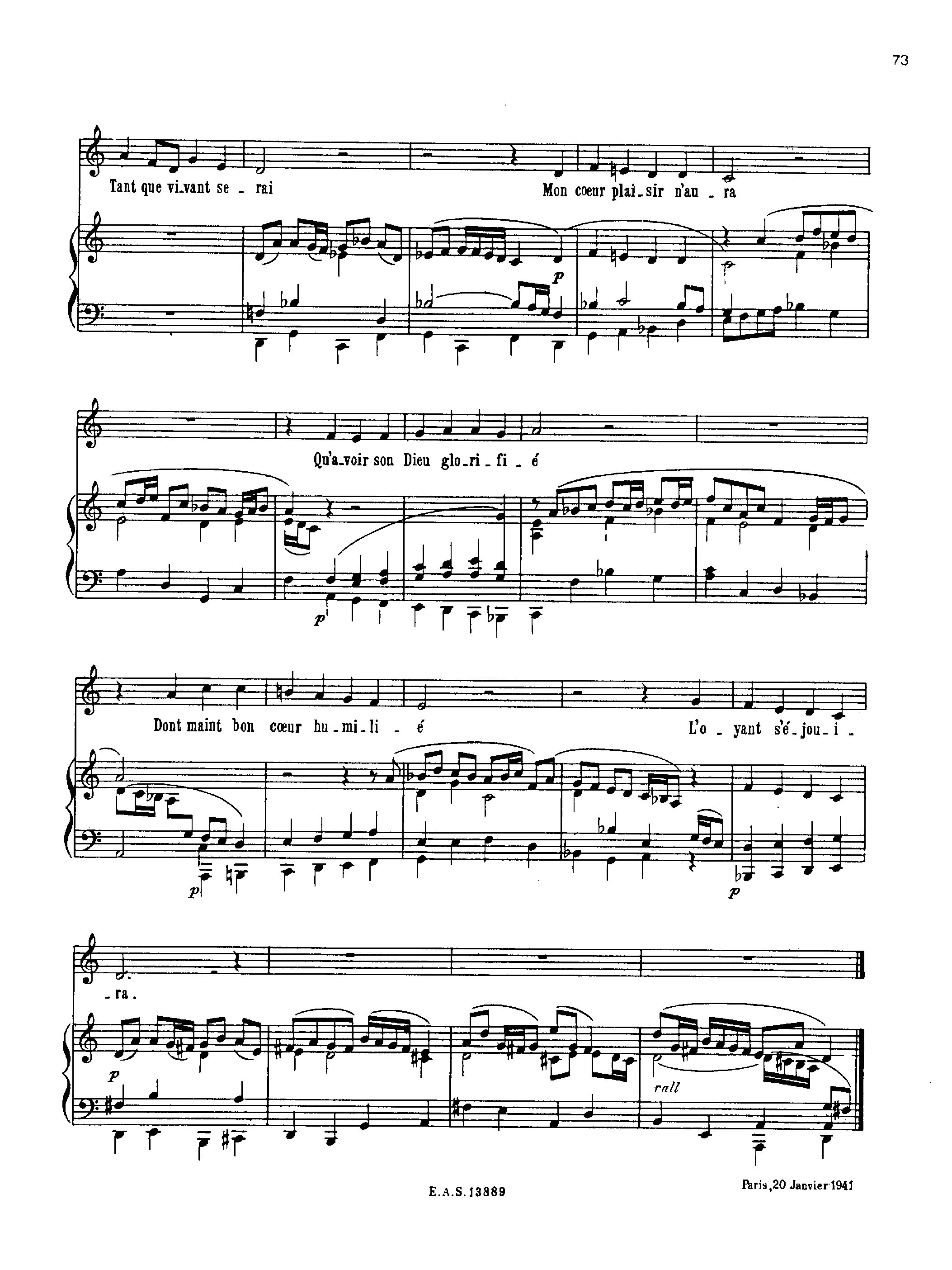 3 Psalms, H.144 by Arthur Honegger Sheet Music arranged by 8notes.com for Voice - 1 of 6 pages