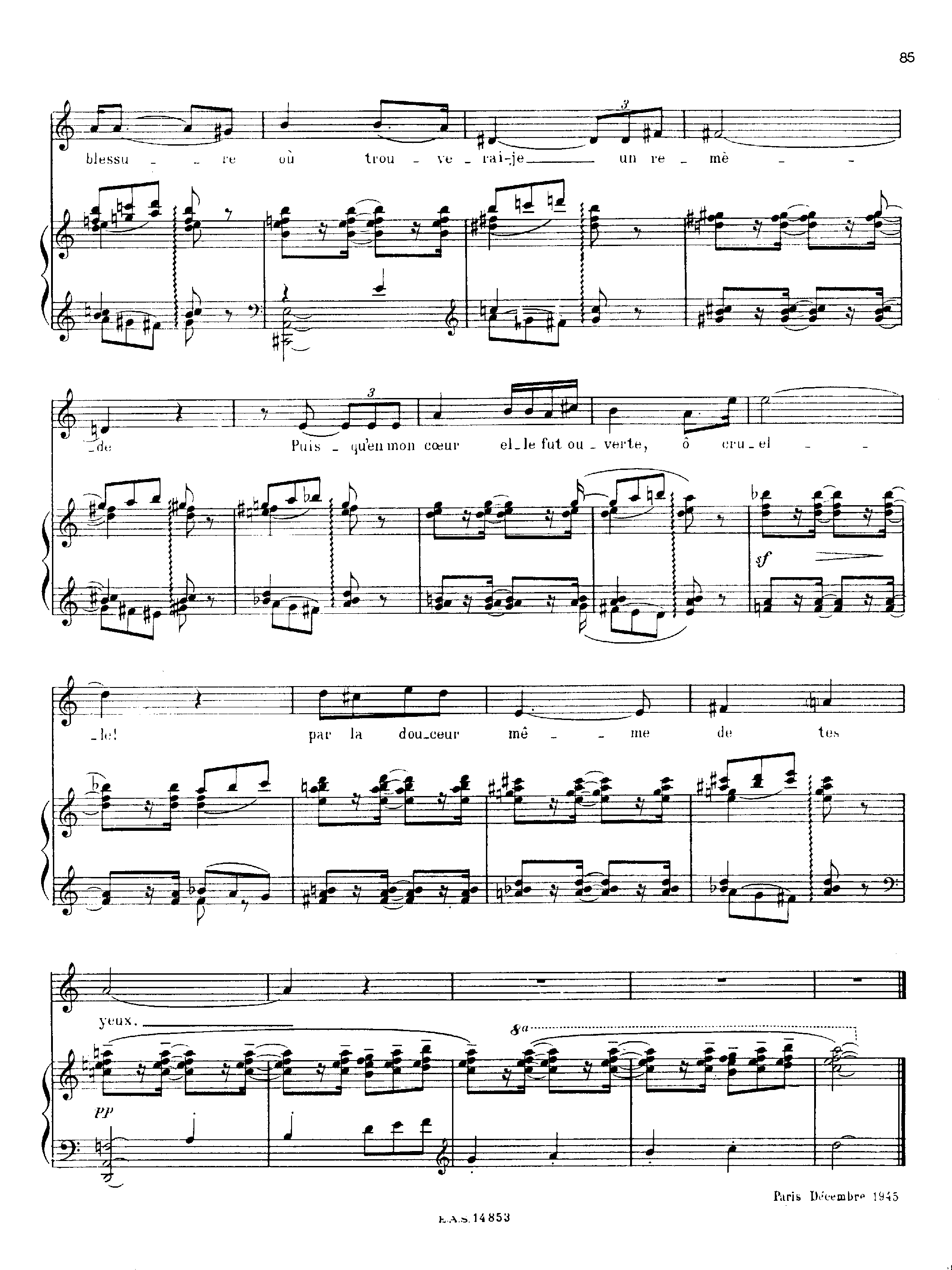 4 Chansons pour voix grave, H.184 by Arthur Honegger Sheet Music arranged by 8notes.com for Voice - 1 of 6 pages