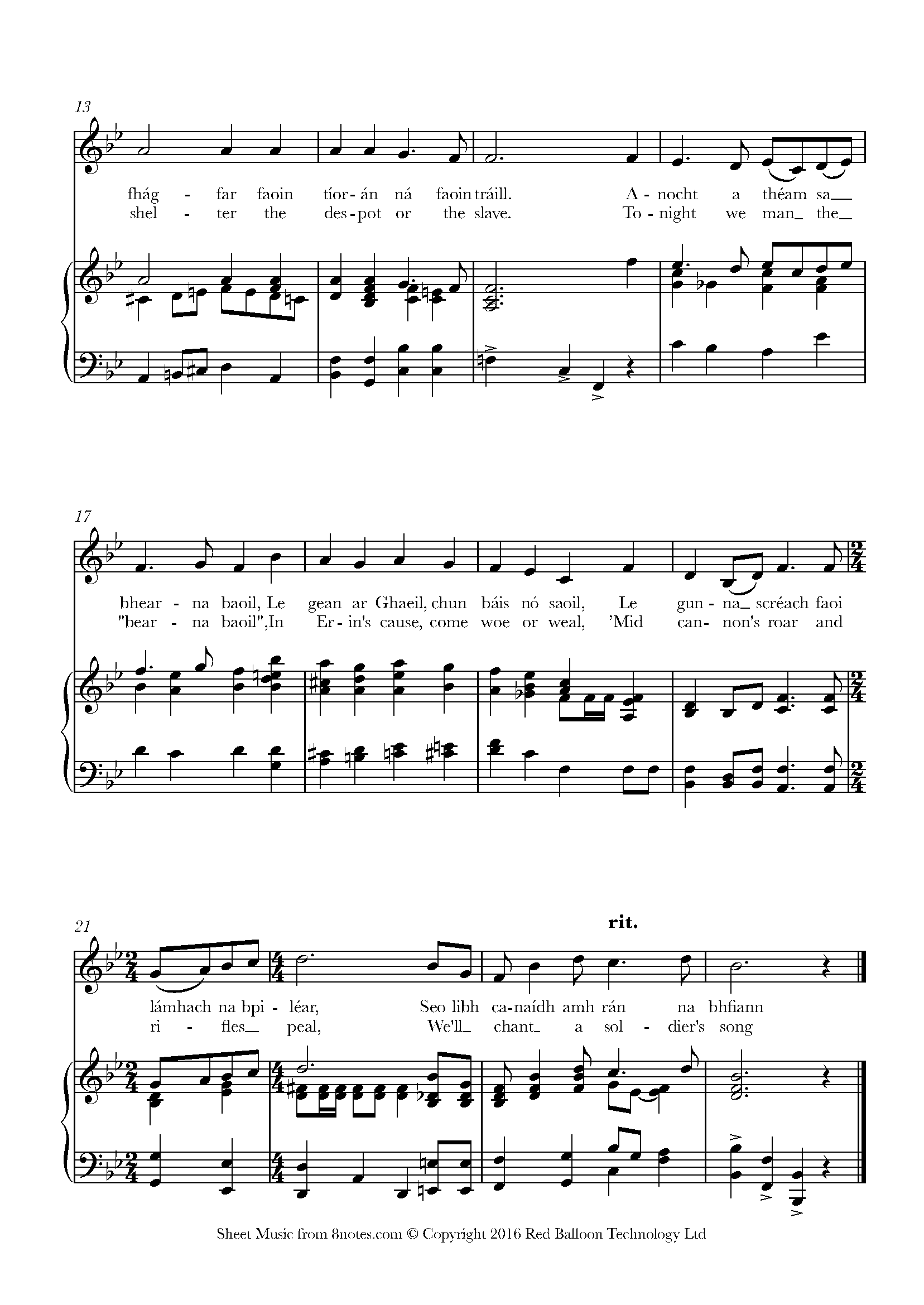 ﻿Amhrán na bhFiann (A Soldier's Song) (Irish National Anthem) Sheet ...
