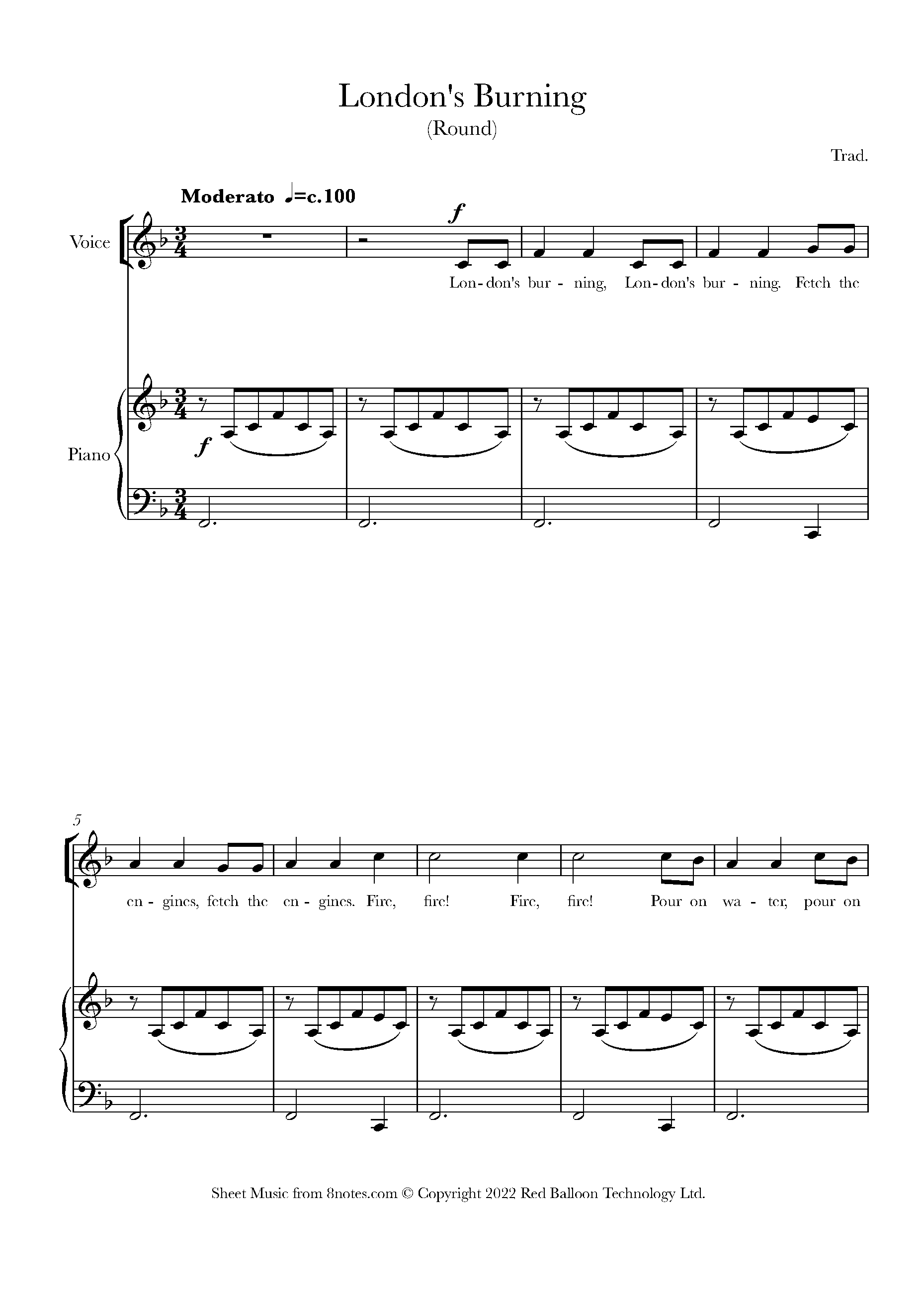 London's Burning (Round) Sheet music for Voice