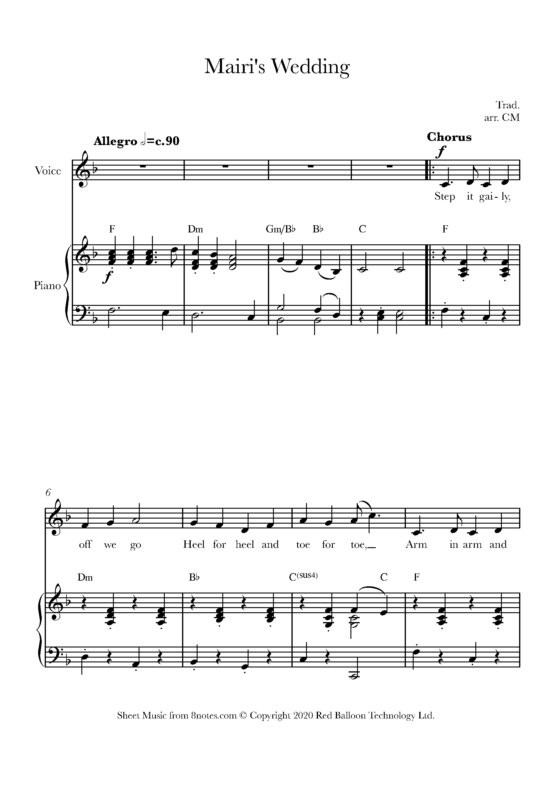 Mairi S Wedding Sheet Music For Voice 8notes Com