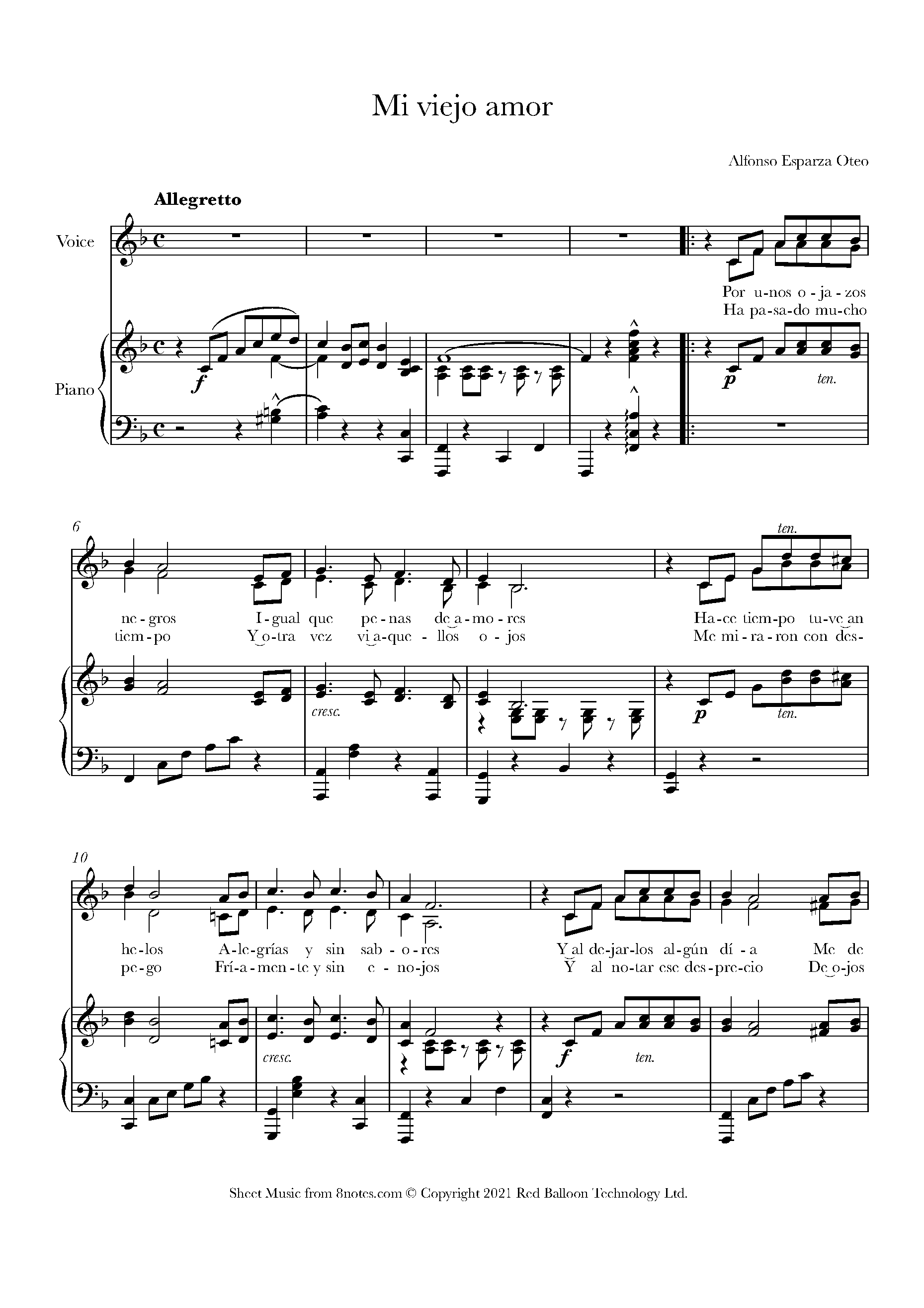 Oteo - Mi viejo amor Sheet music for Voice - 8notes.com