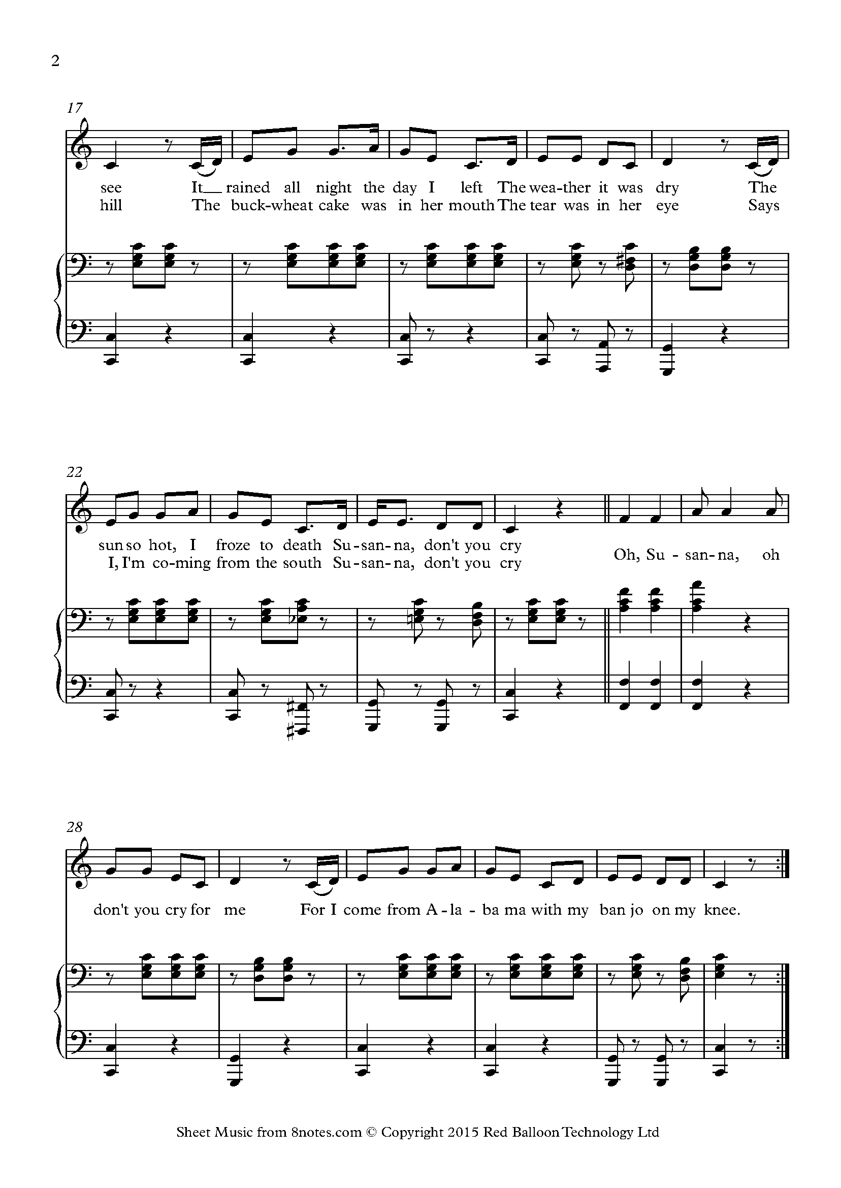 Stephen Foster - Oh Susanna Sheet music for Voice - 8notes.com