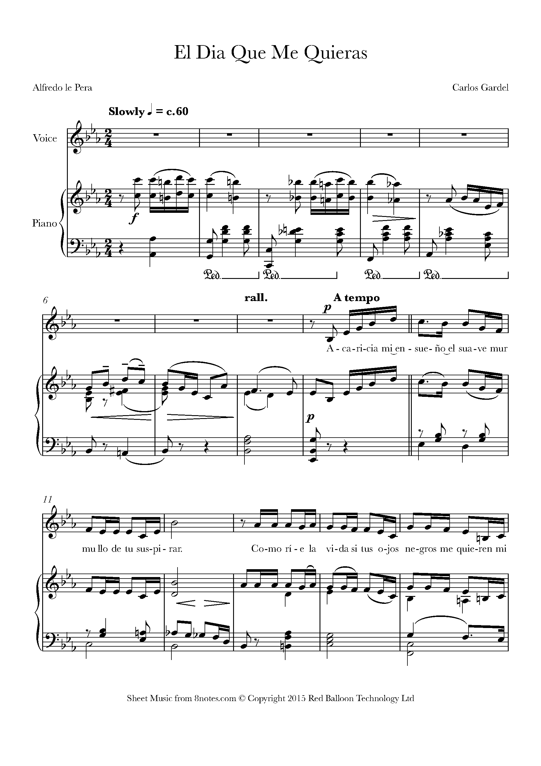 Carlos Gardel El Dia Que Me Quieras Sheet music for Voice Carlos Gardel El Dia Que Me Quieras Sheet music for Voice