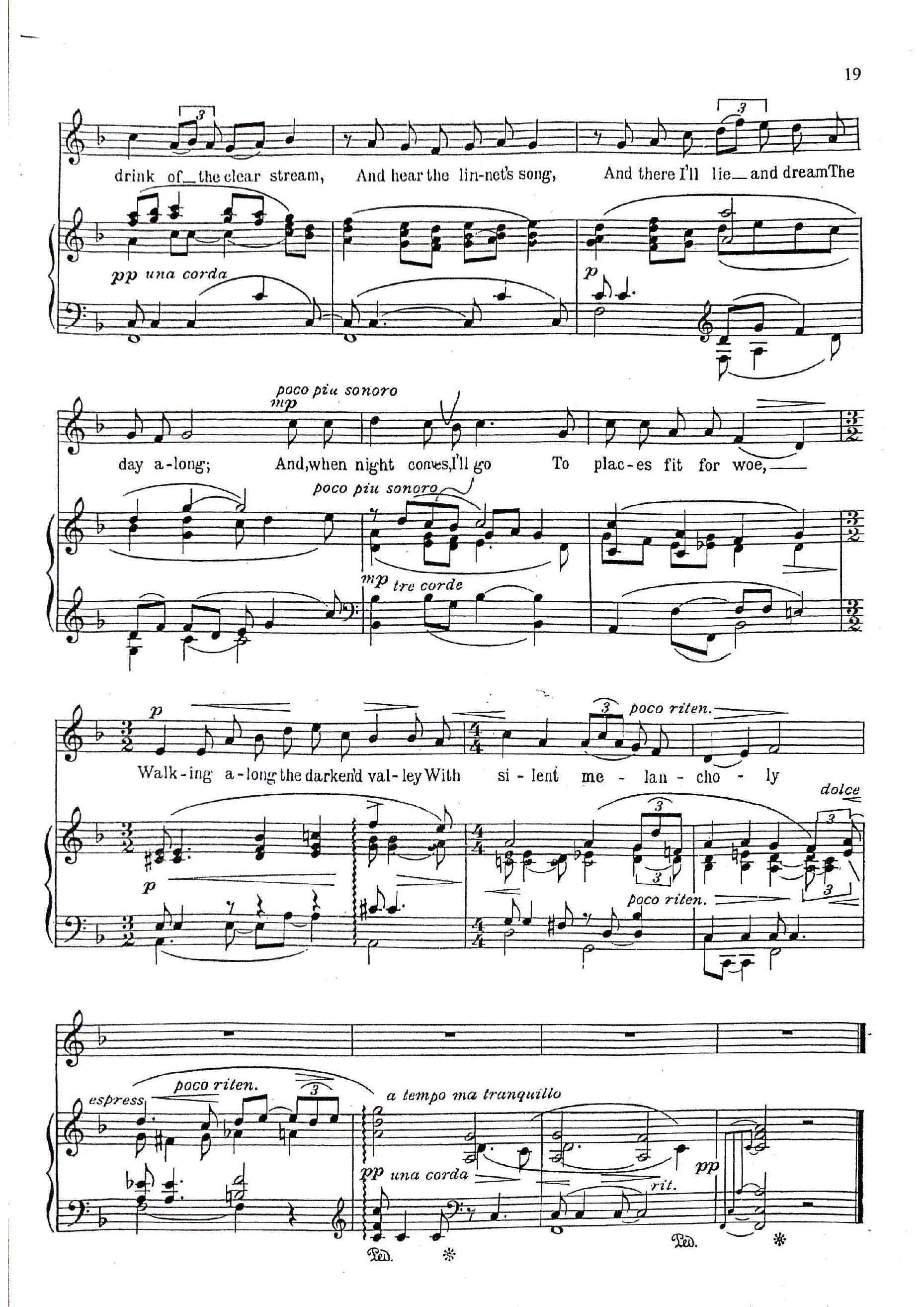 Dream Valley (Op.20 No.1, from 3 Songs of William Blake) by Roger Quilter Sheet Music arranged by 8notes.com for Voice - 1 of 2 pages