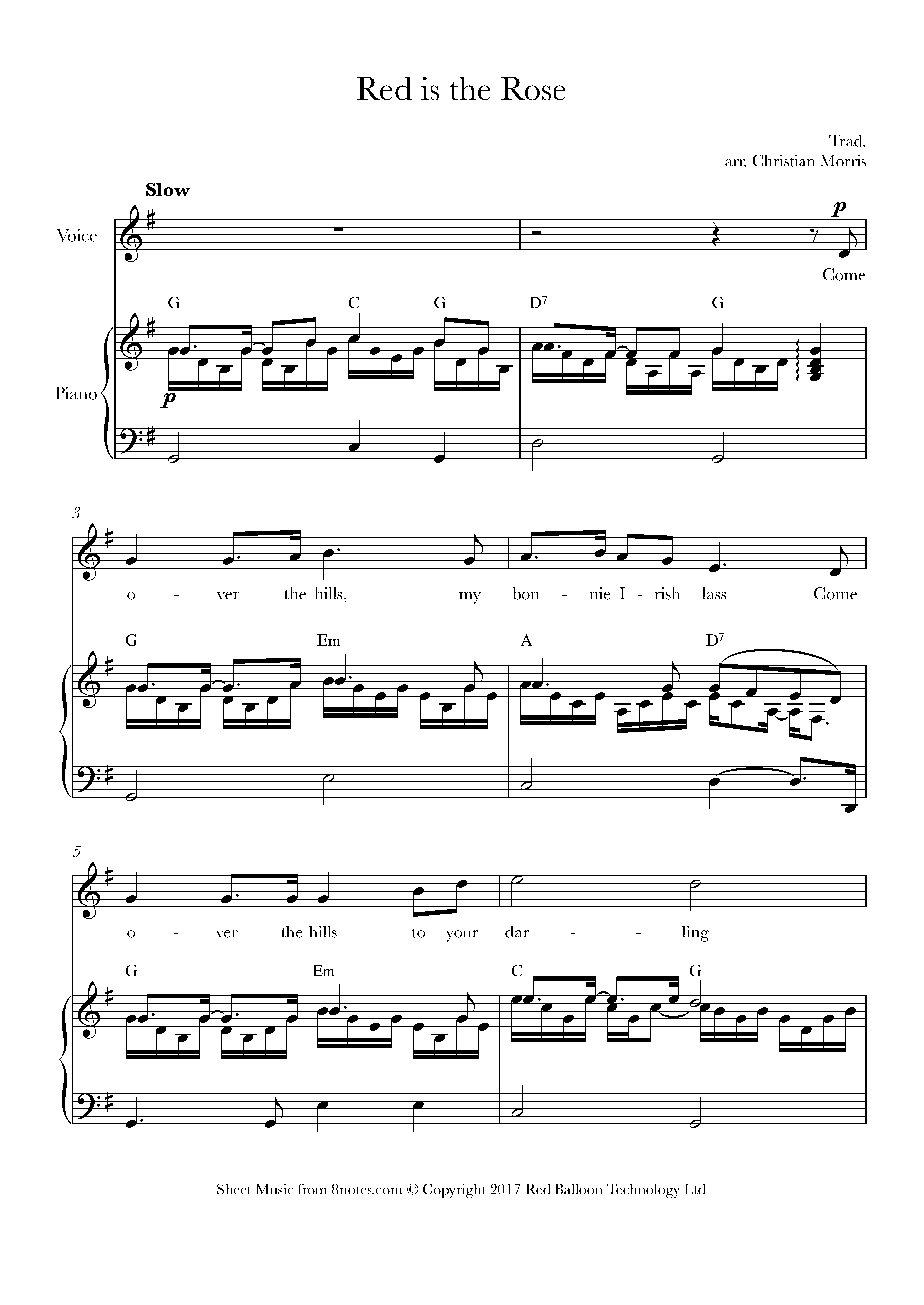 Red is the Rose (Irish Trad.) Sheet music for Voice - 8notes.com