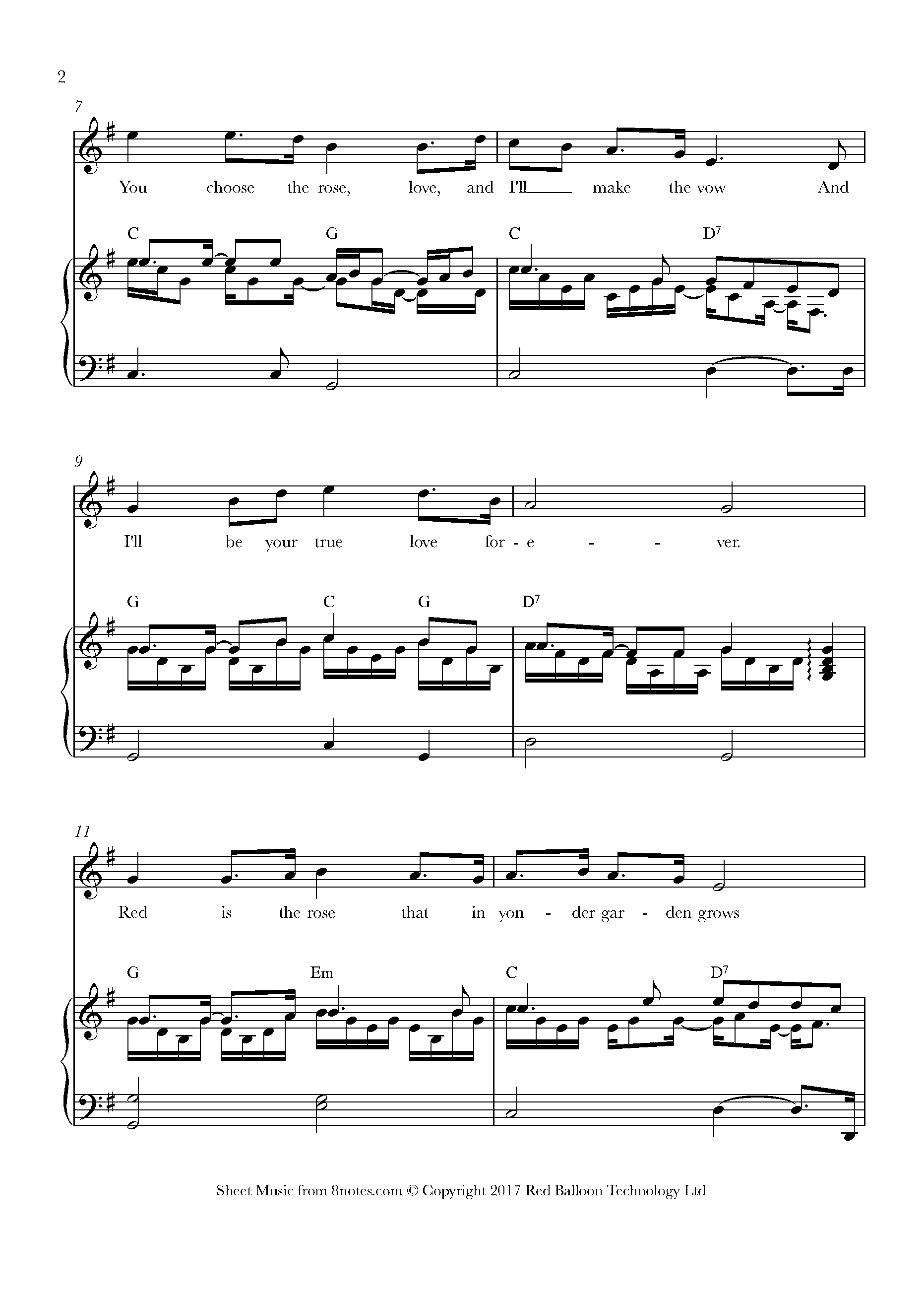 Red is the Rose (Irish Trad.) Sheet music for Voice