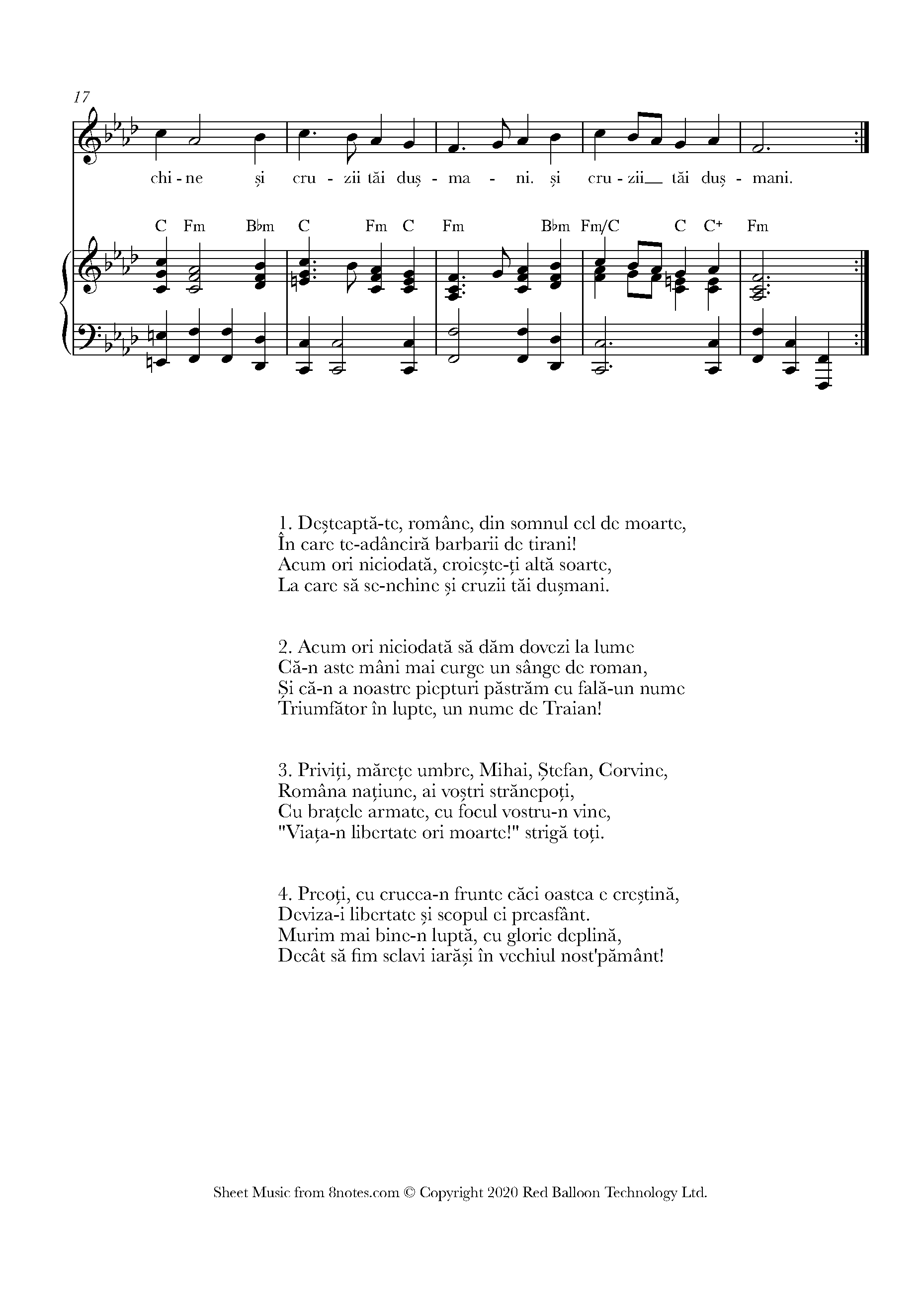 Desteapta Te Romane Romanian National Anthem Sheet Music For Voice 8notes Com