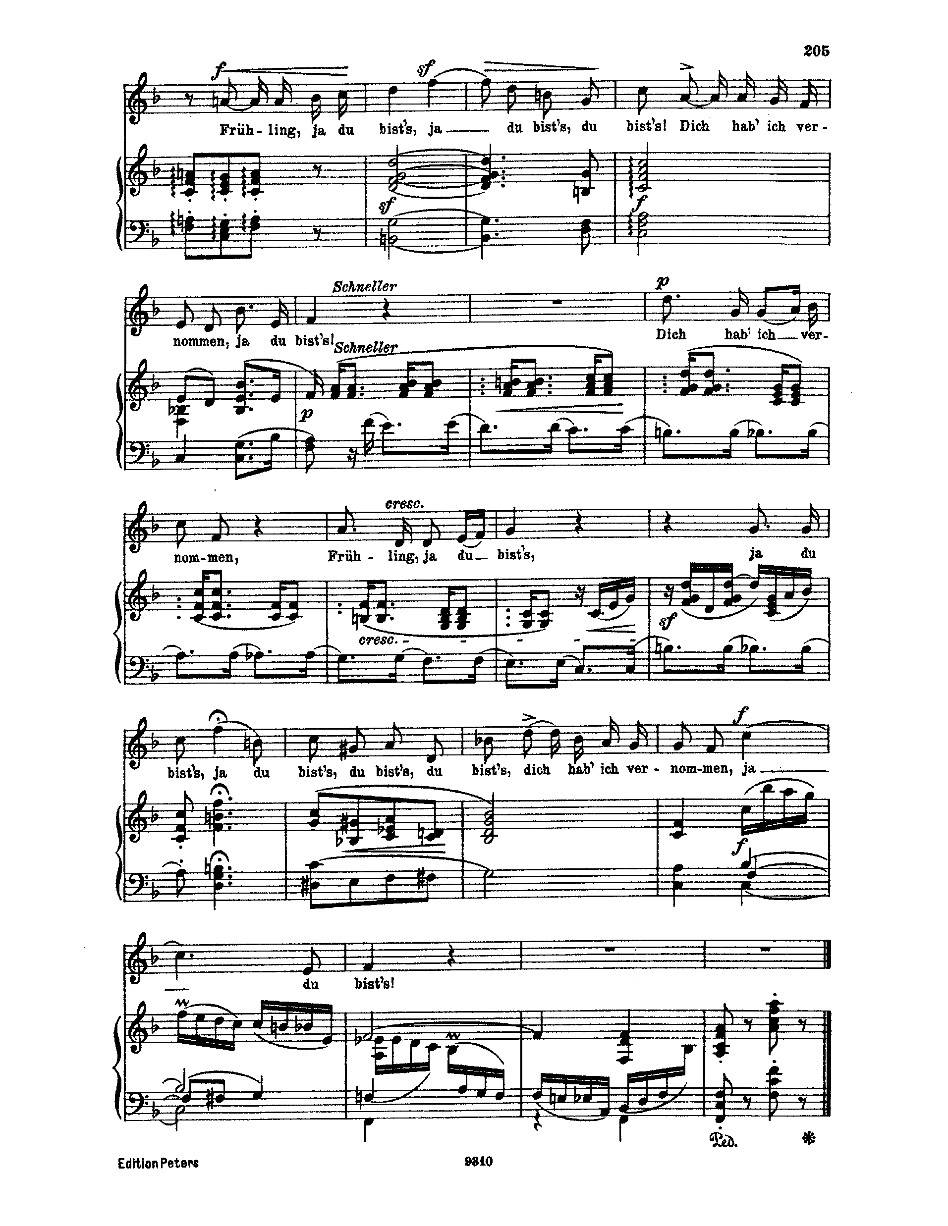 Er ist's, Liederalbum fur die Jugend, Op79 No.24 by Robert Schumann Sheet Music arranged by 8notes.com for Voice - 1 of 2 pages