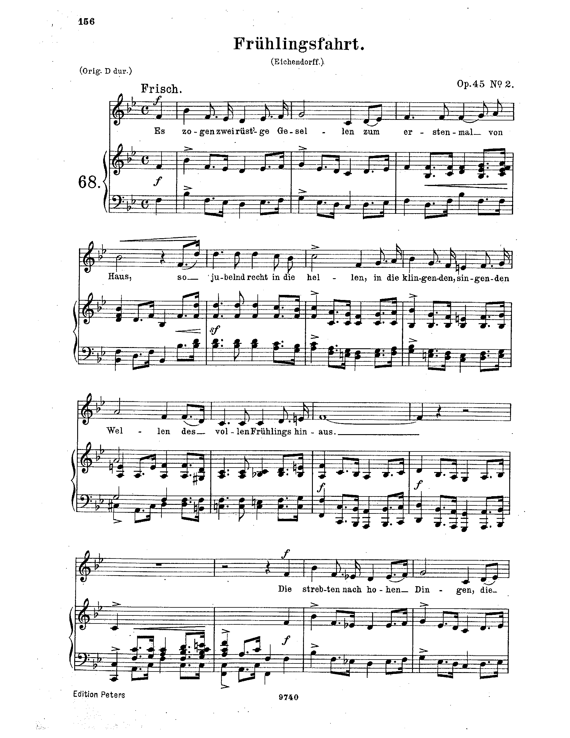 Fruhlingsfahrt by Robert Schumann Sheet Music arranged by 8notes.com for Voice - 1 of 4 pages