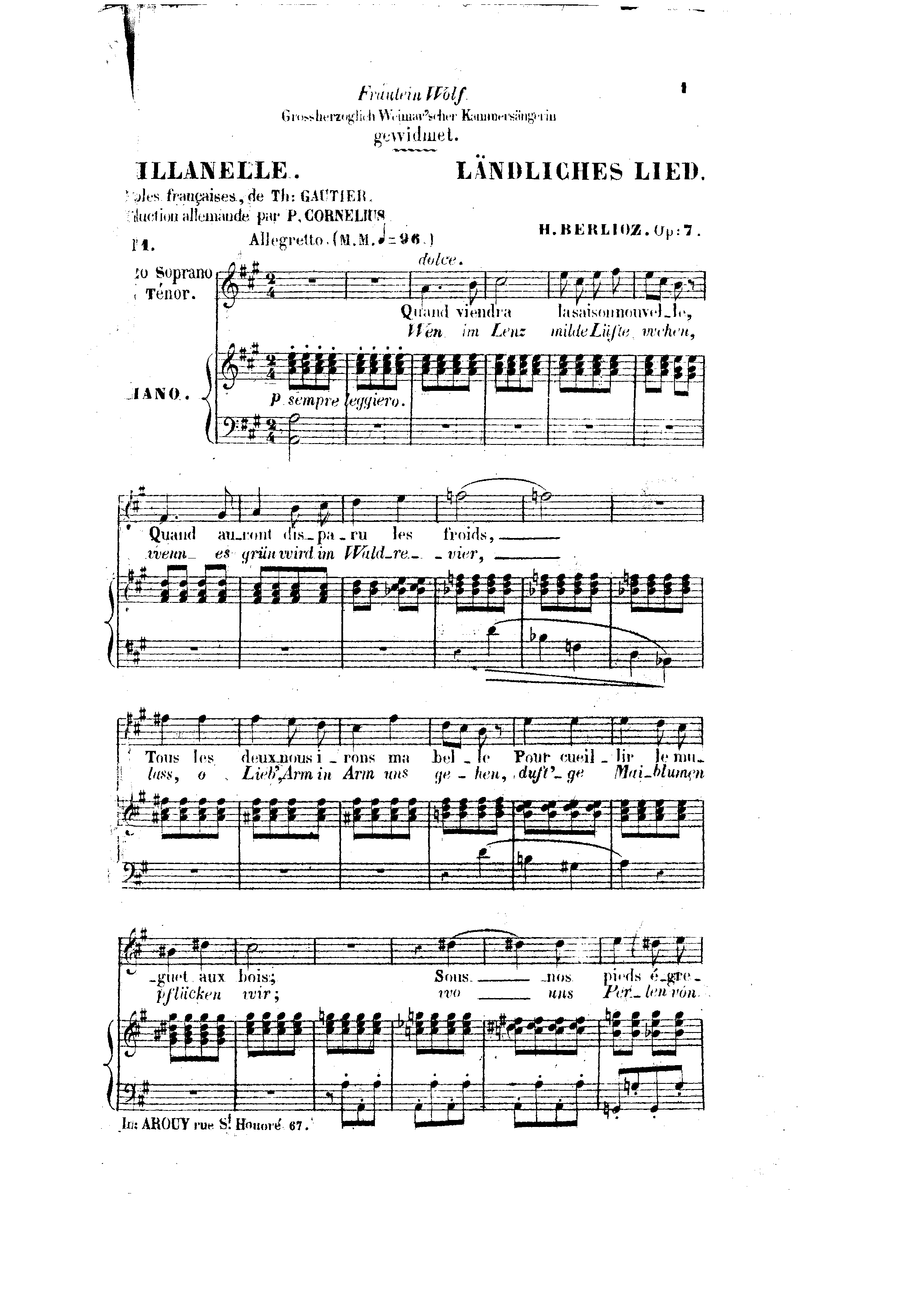 Berlioz, Hector - Villanelle, H 82 Sheet music for Voice - 8notes.com